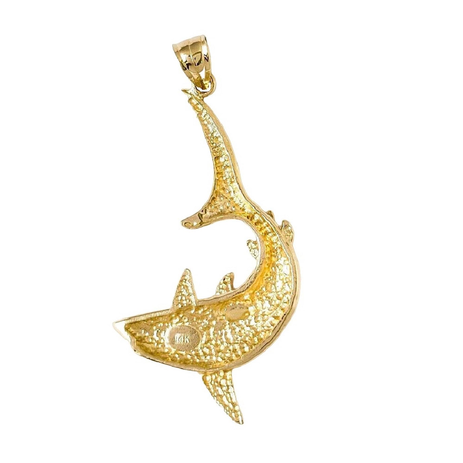 14K Yellow Gold Shark Pendant