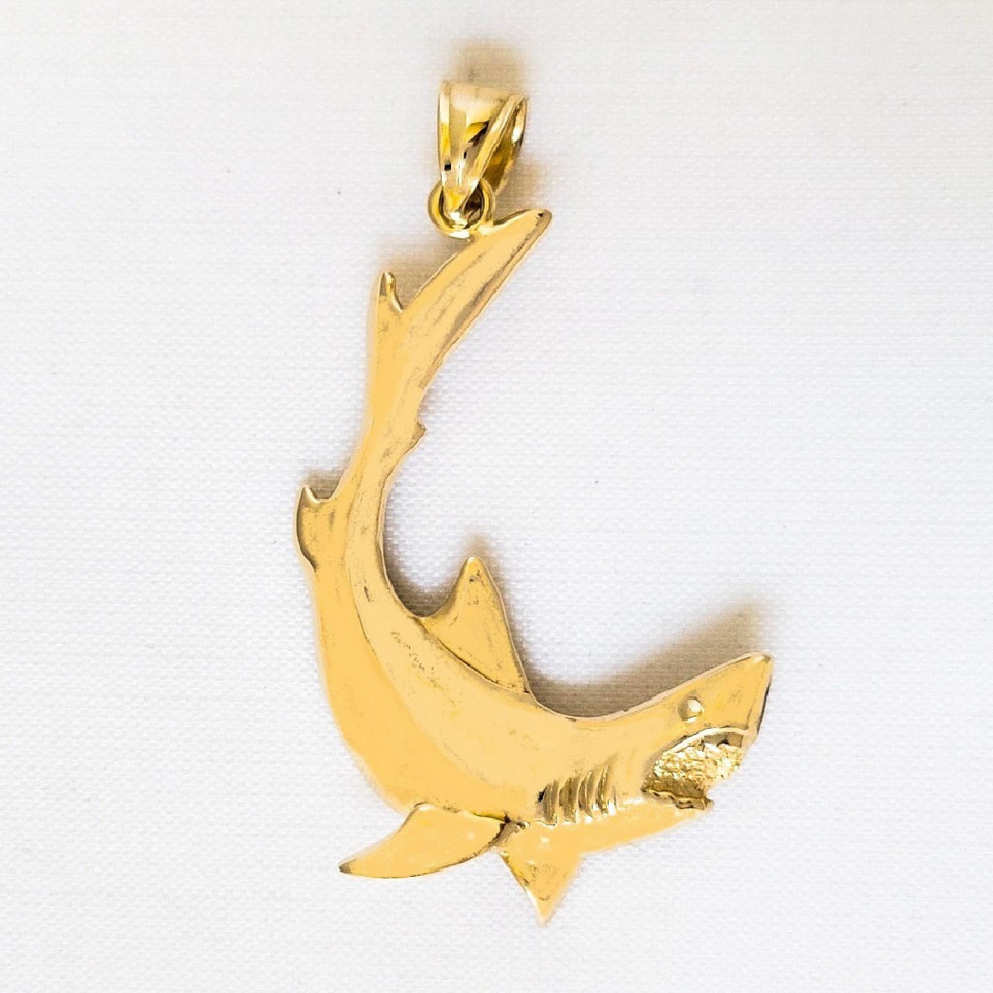14K Yellow Gold Shark Pendant