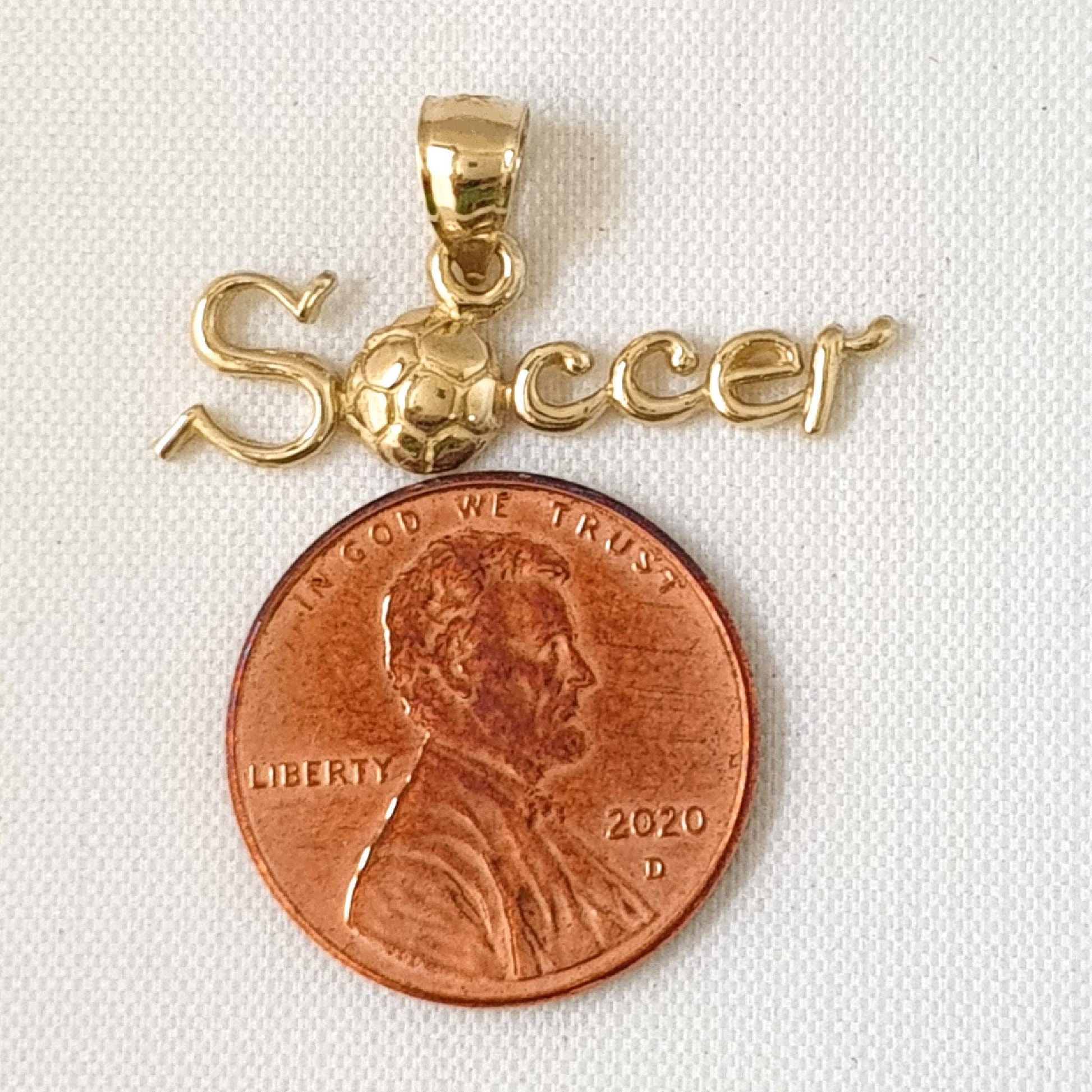 14K Yellow Gold Soccer Pendant Charm