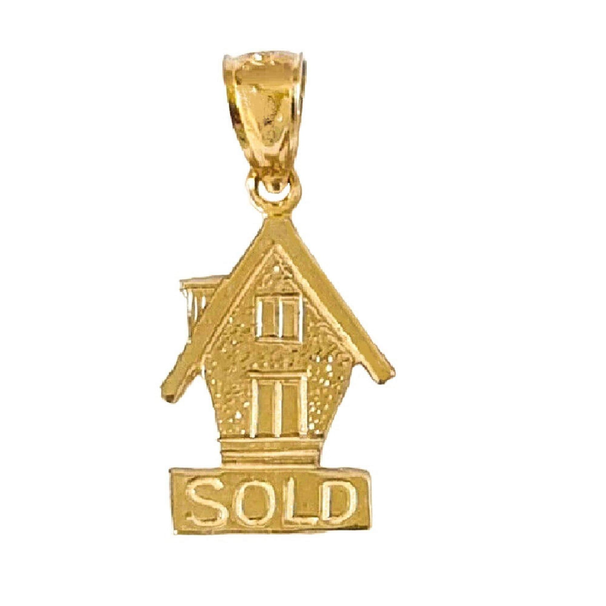 14K Yellow Gold Sold House Pendant