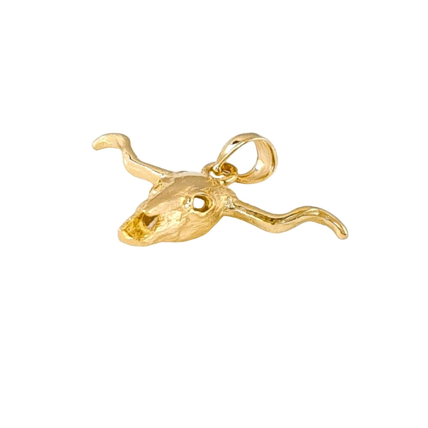 14K Yellow Gold Steer Bull Head Pendant