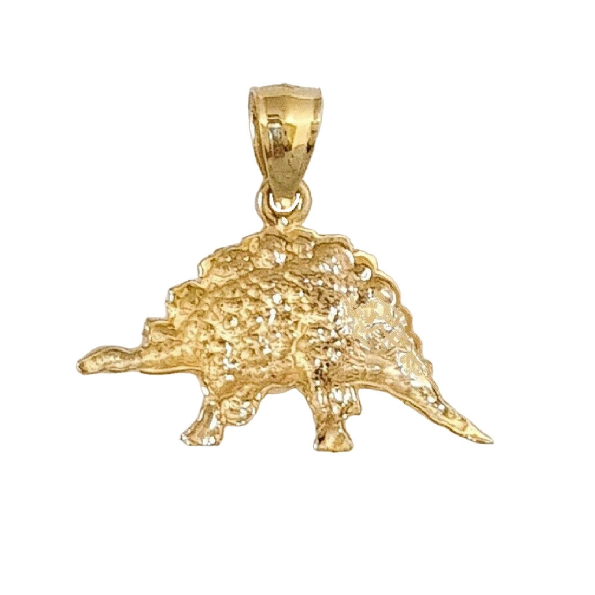 14K Yellow Gold Stegosaurus Dinosaur Pendant