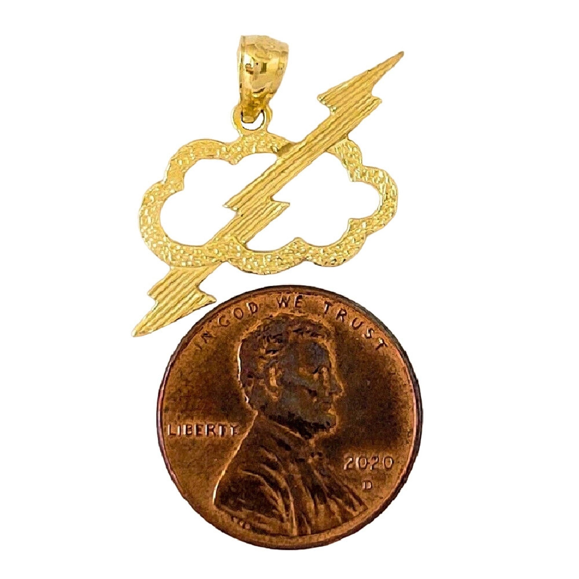 14k Yellow Gold Storm Clowd with Lighting Bolt Pendant