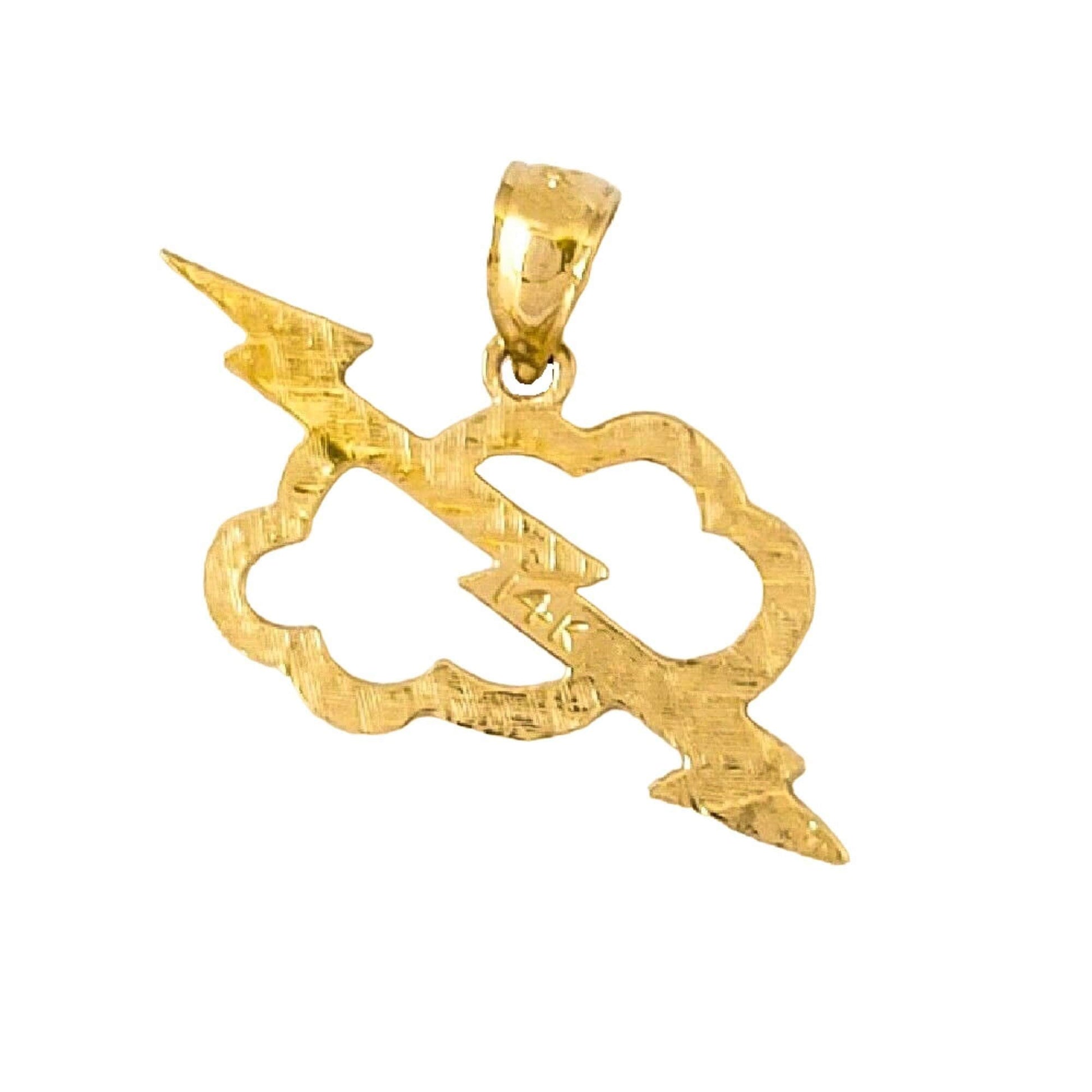 14k Yellow Gold Storm Clowd with Lighting Bolt Pendant