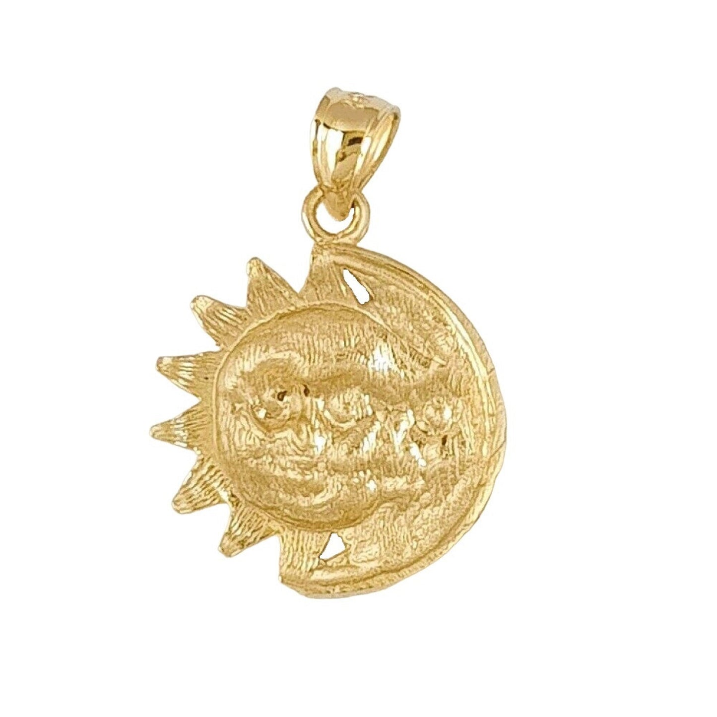 14k Yellow Gold Sun and Moon Pendant