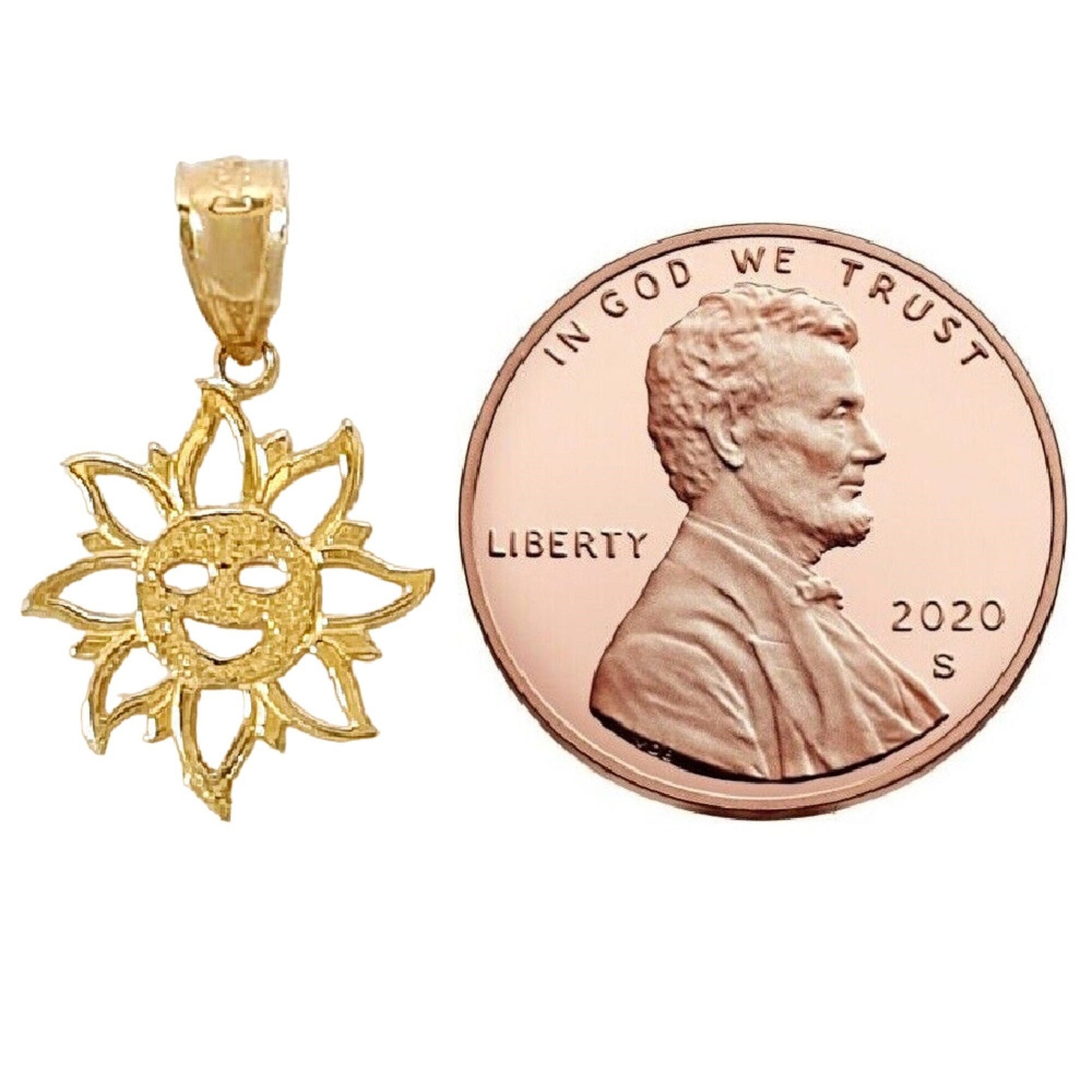 14K Yellow Gold SUN Pendant Charm