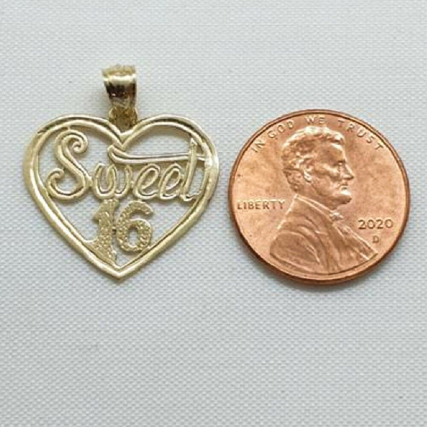 14K Yellow Gold Sweet 16 Heart Pendant