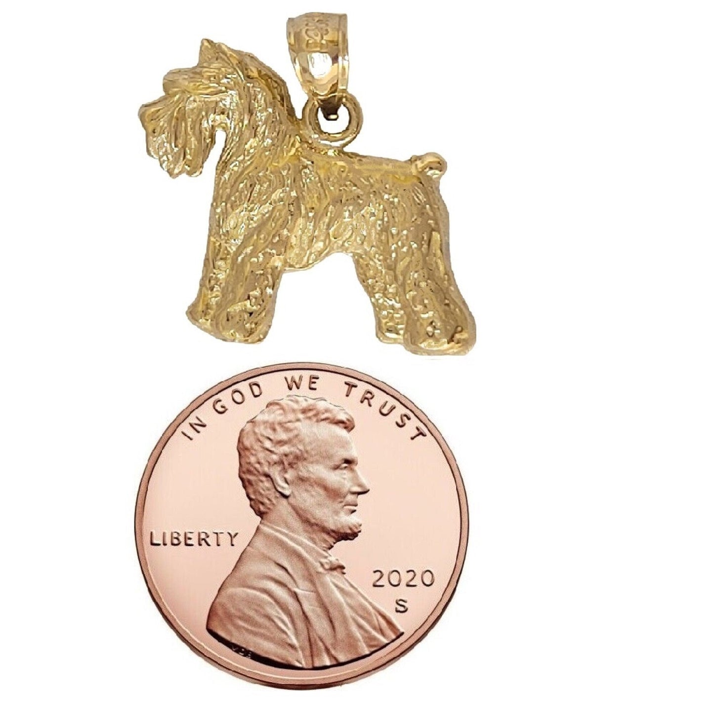 14K Yellow Gold Terrier Dog Pendant