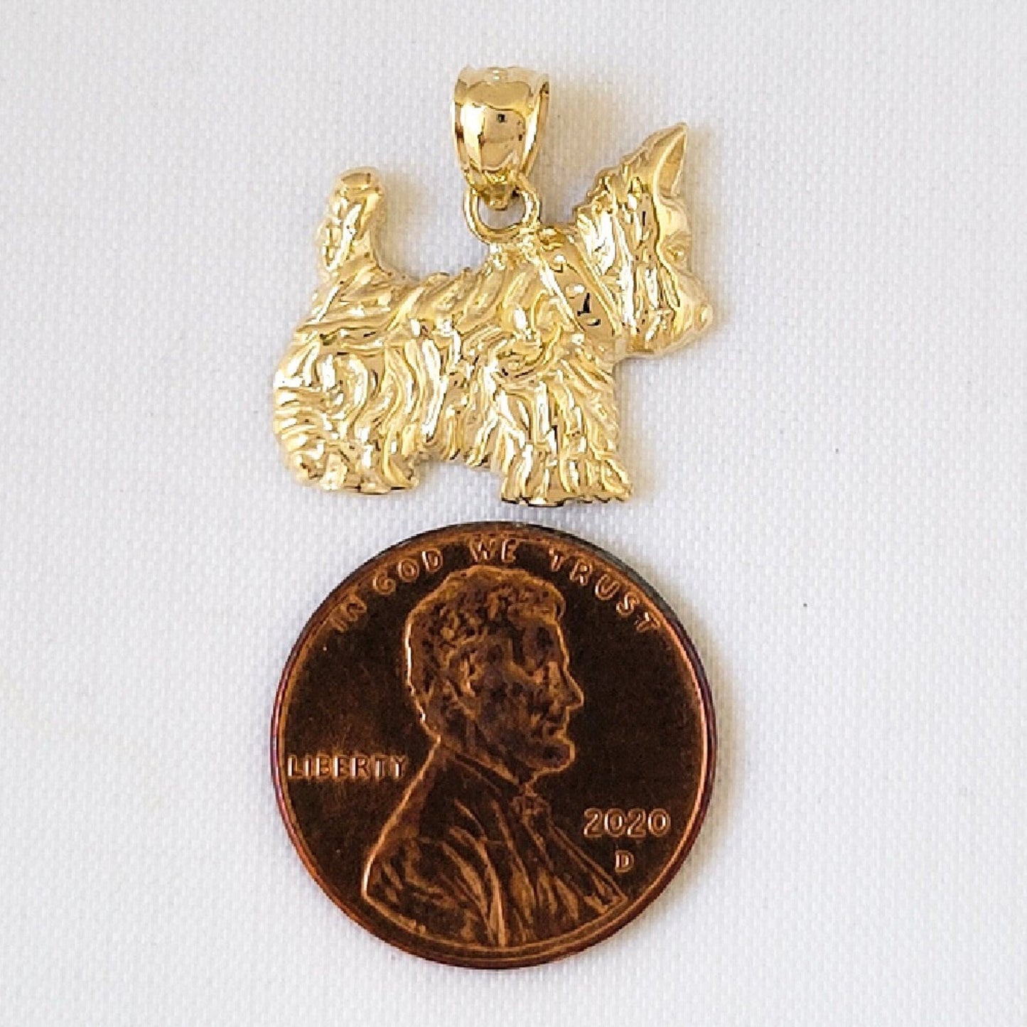 14K Yellow Gold Terrier Dog Pendant