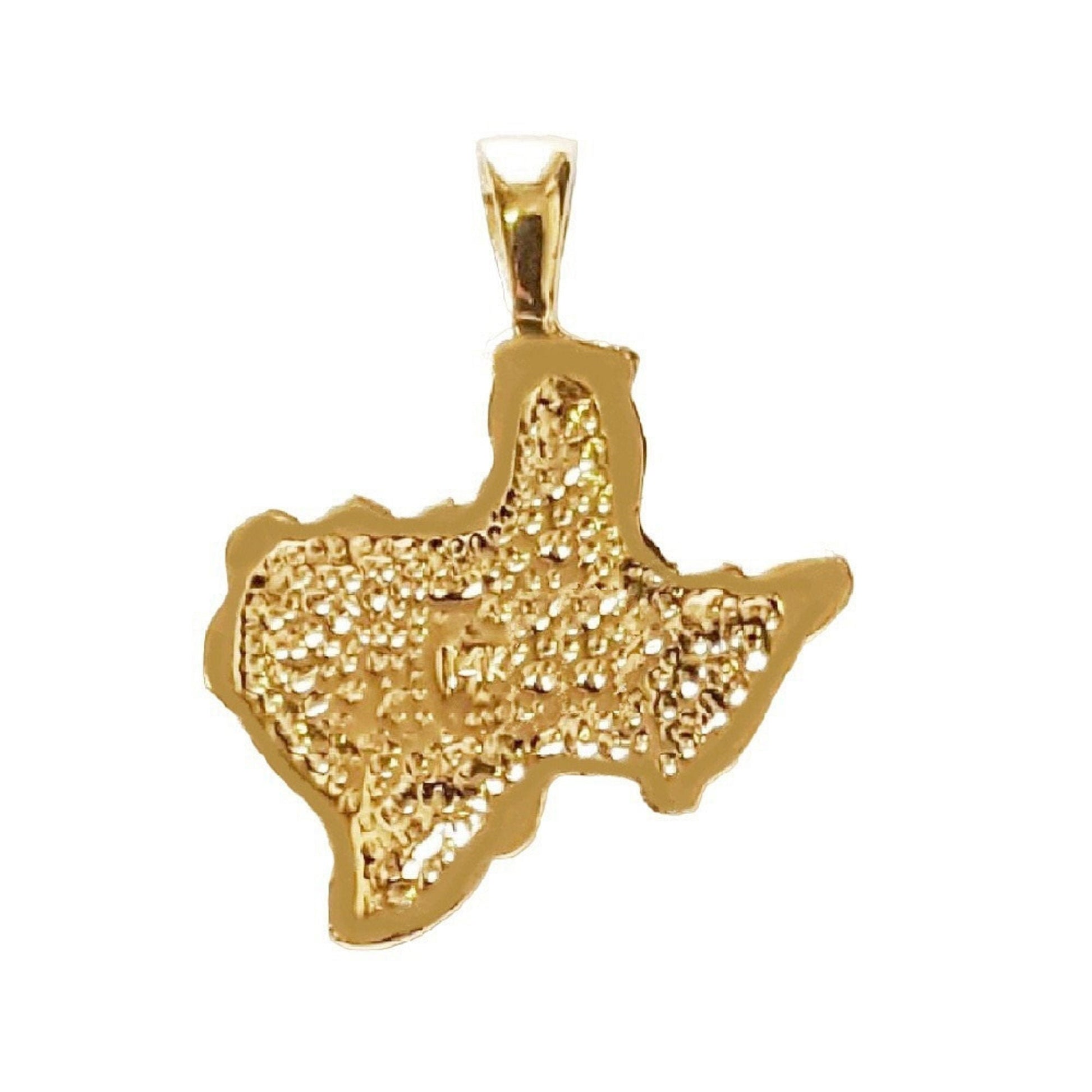 14K Yellow Gold Texas State Map Nugget Pendant