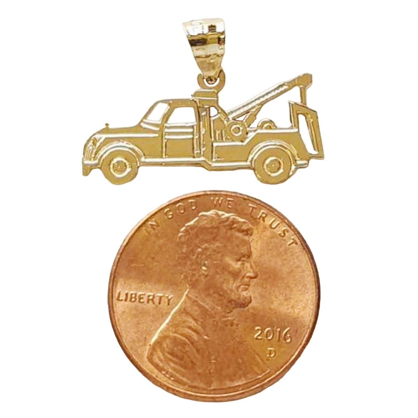 14K Yellow Gold TOW TRUCK Pendant