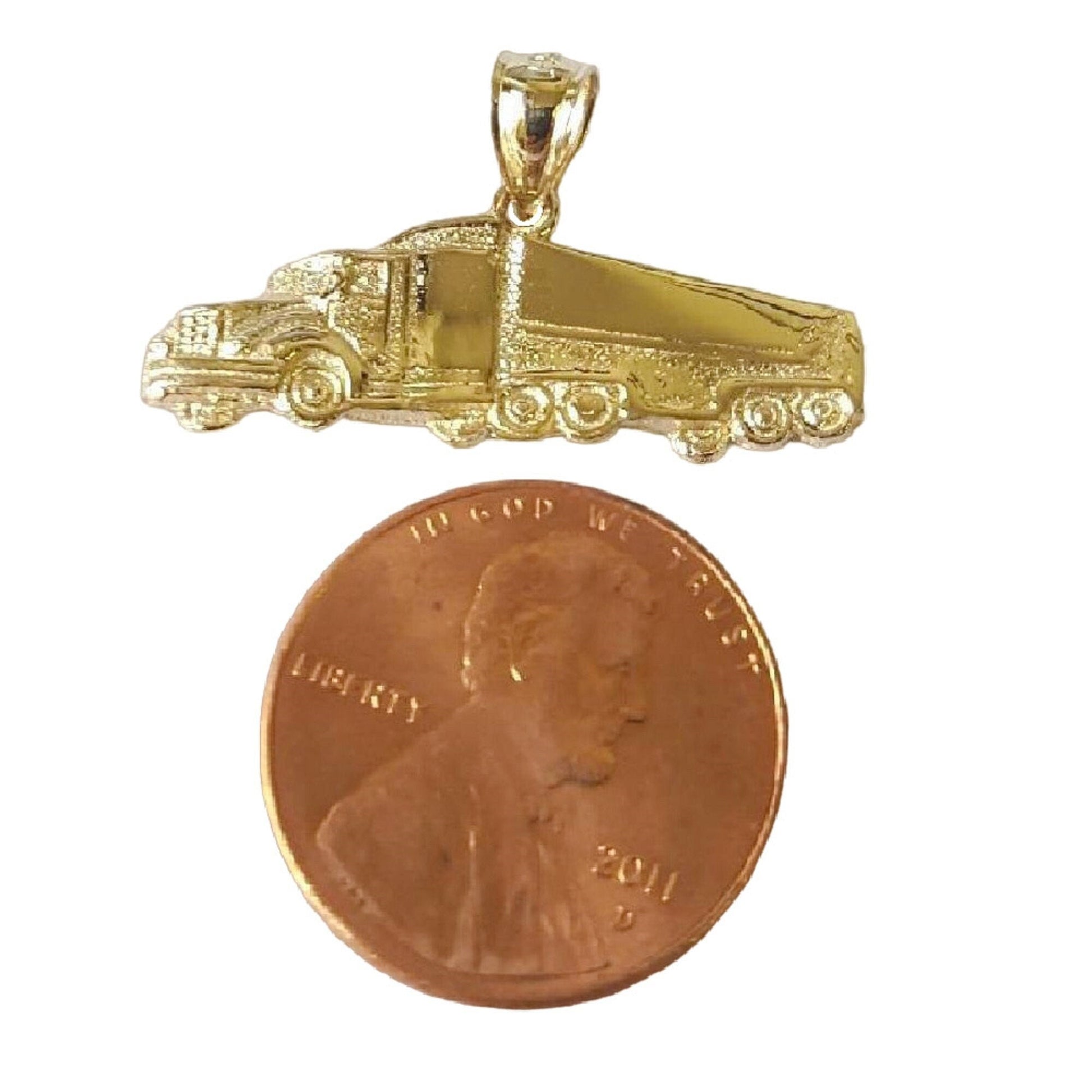14K Yellow Gold TRAILER TRUCK Pendant
