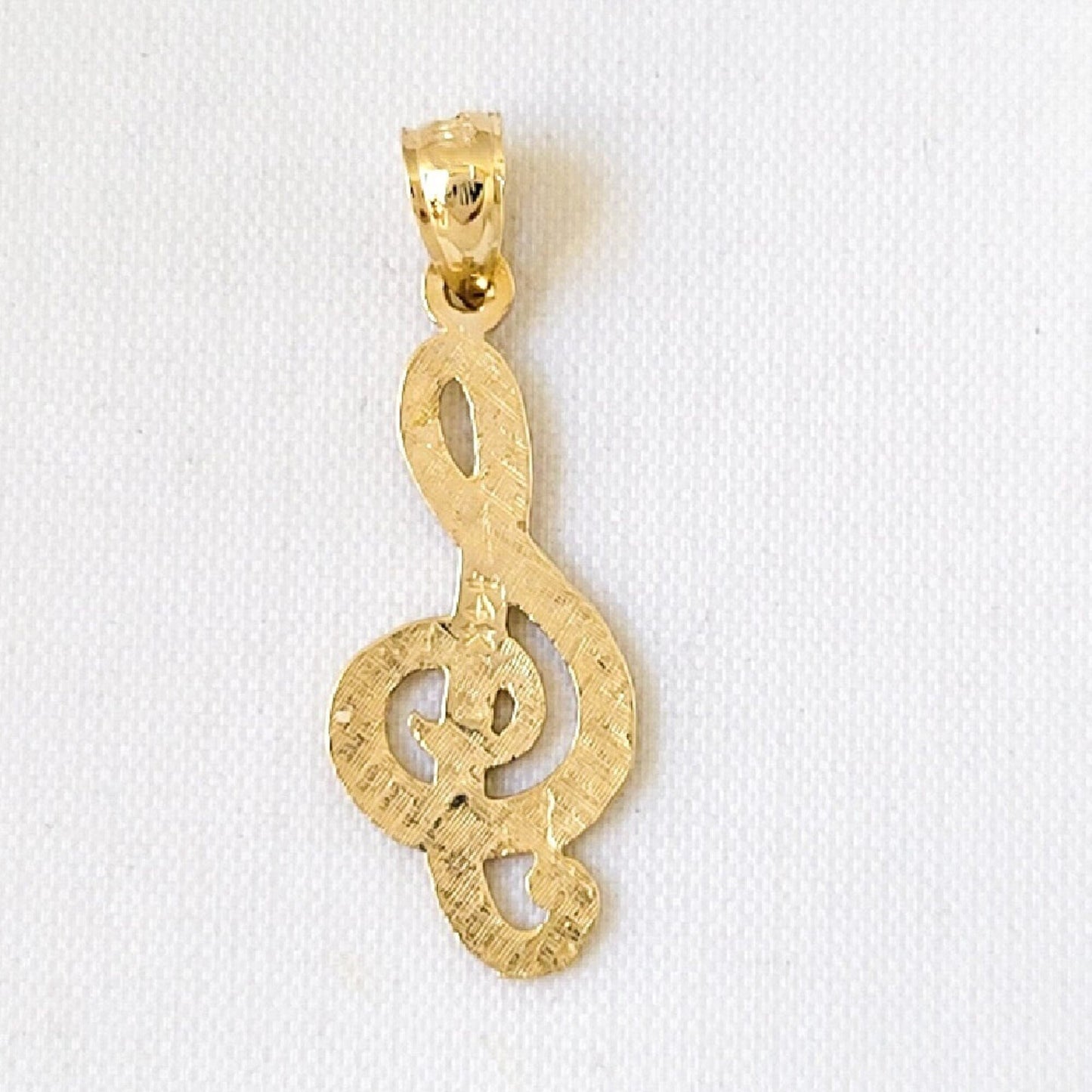 14K Yellow Gold Treble Clef Musical Note Pendant