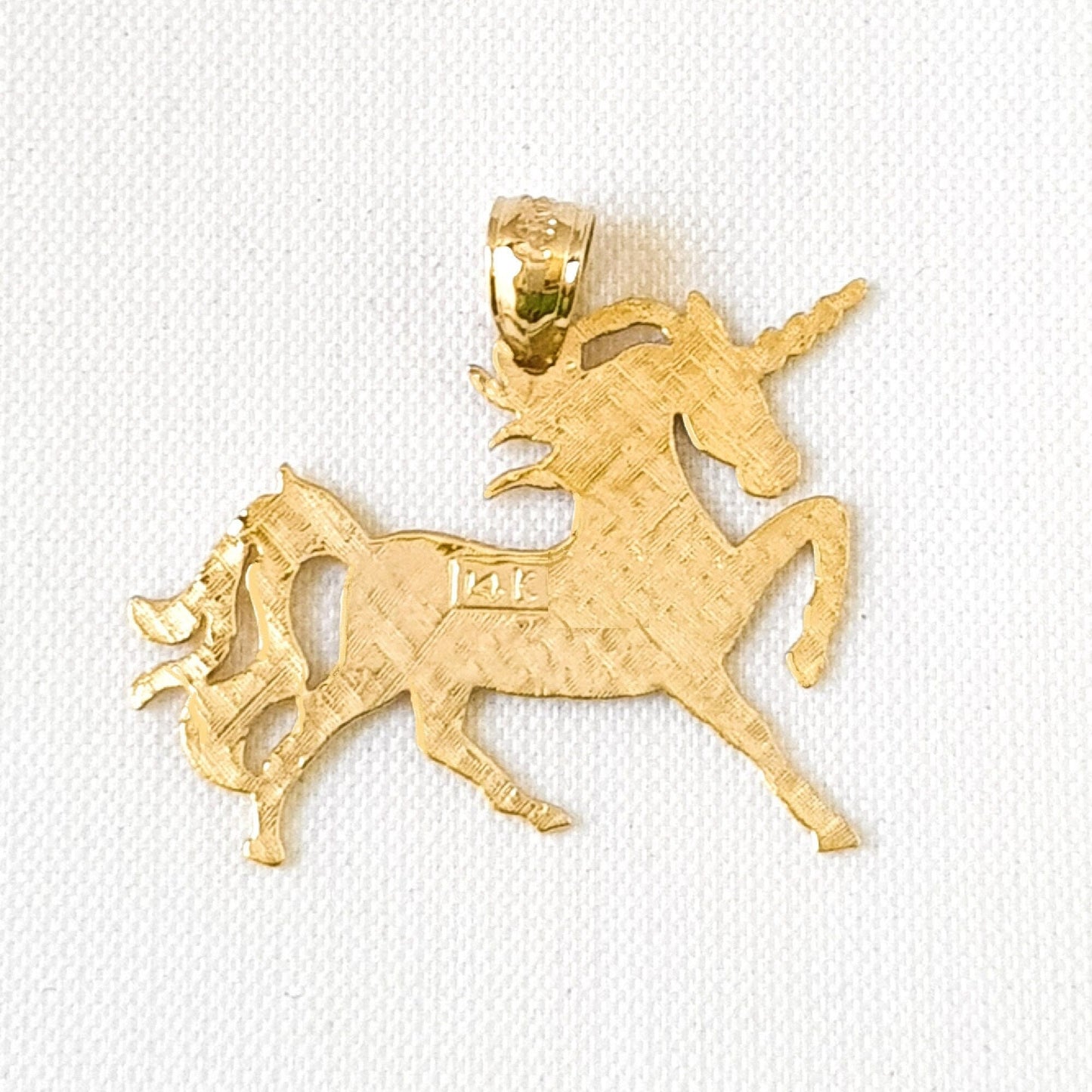 14K Yellow Gold Unicorn Horse Pendant
