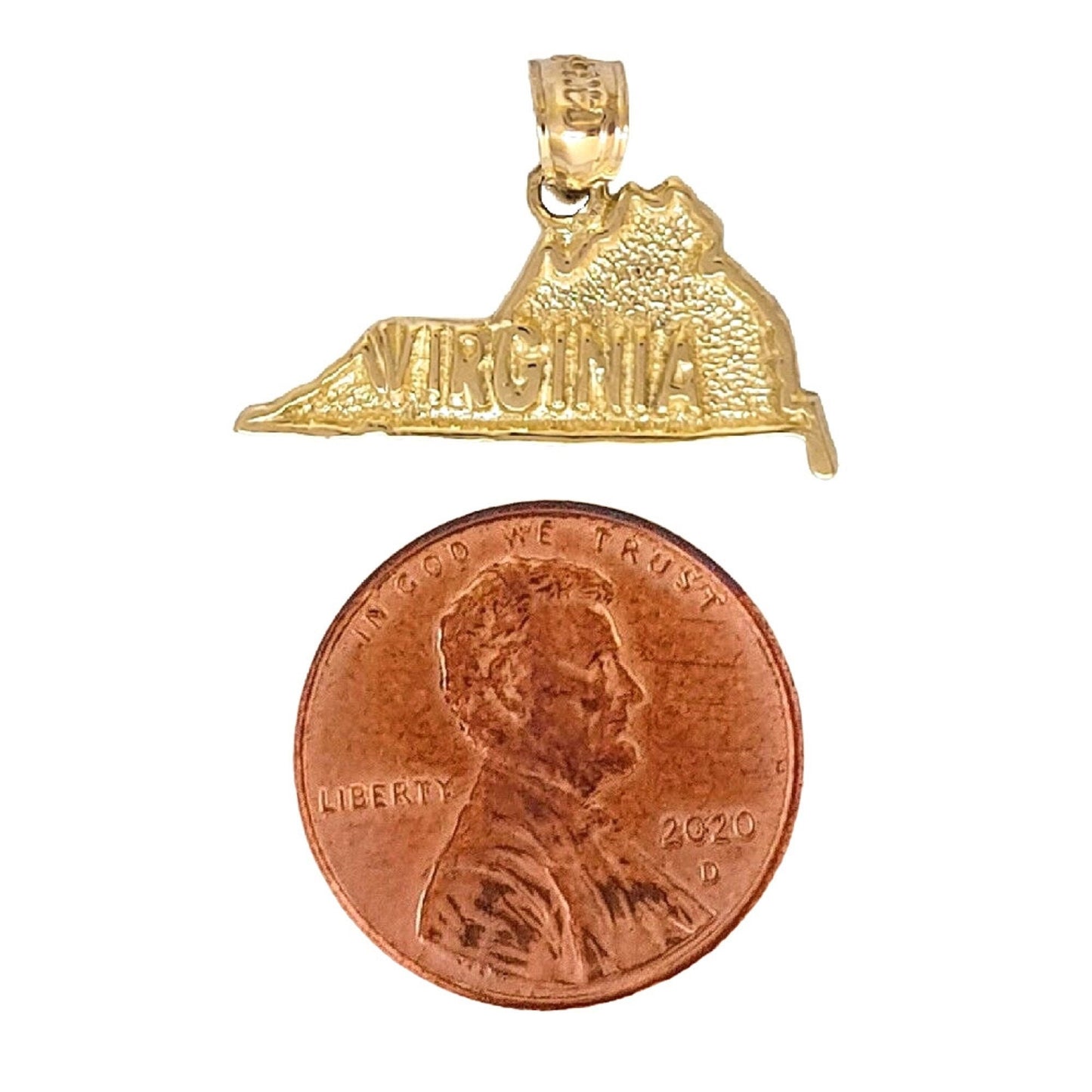 14K Yellow Gold Virginia State Map Pendant