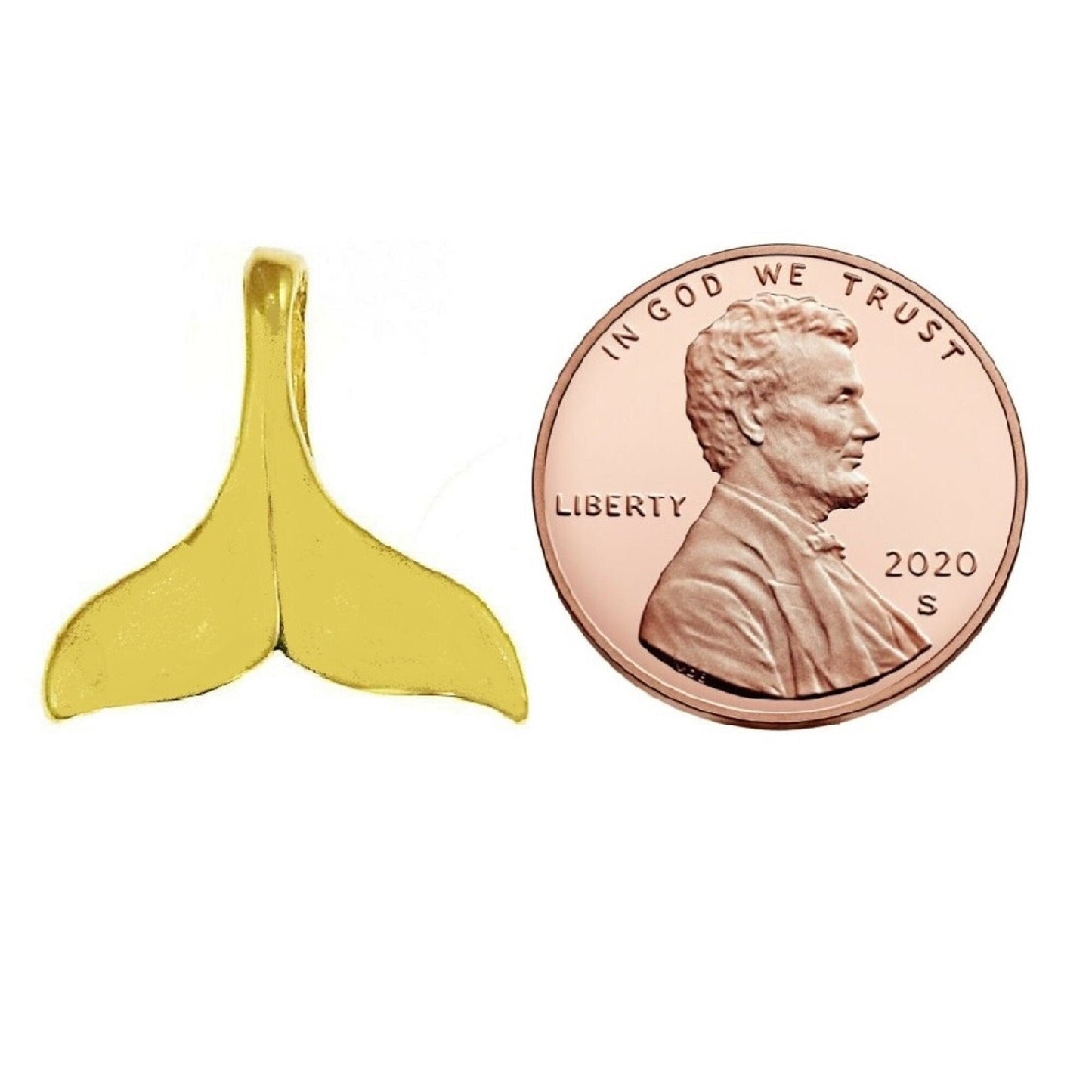 14K Yellow Gold Whale Tail Pendant