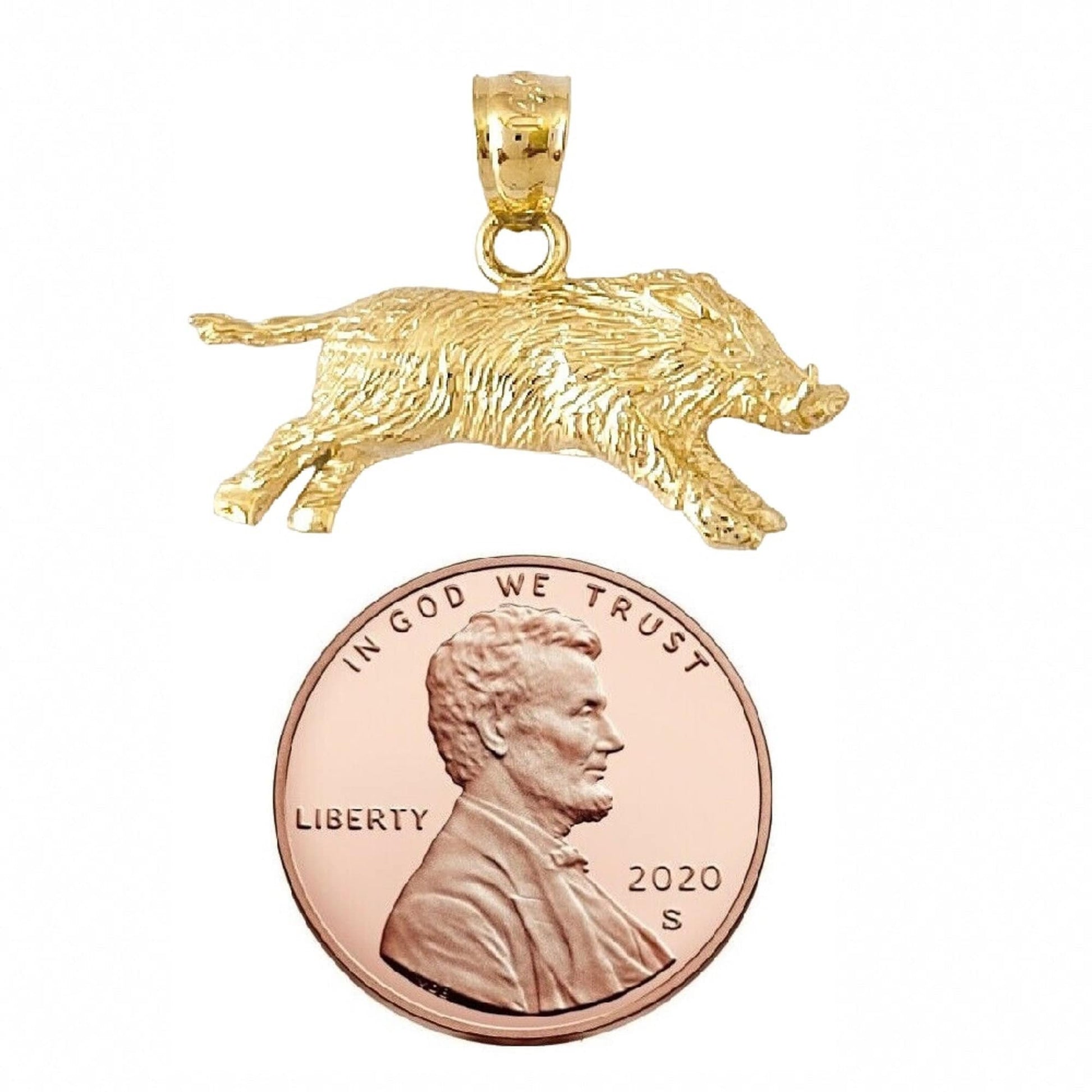 14K Yellow Gold Wild Boar Pendant