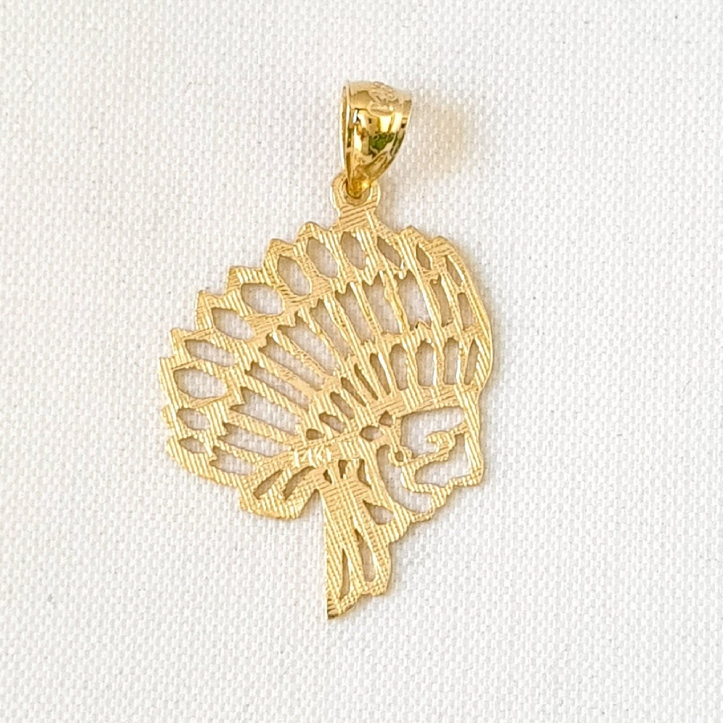 14K Yellow Gold Indian Chief Pendant