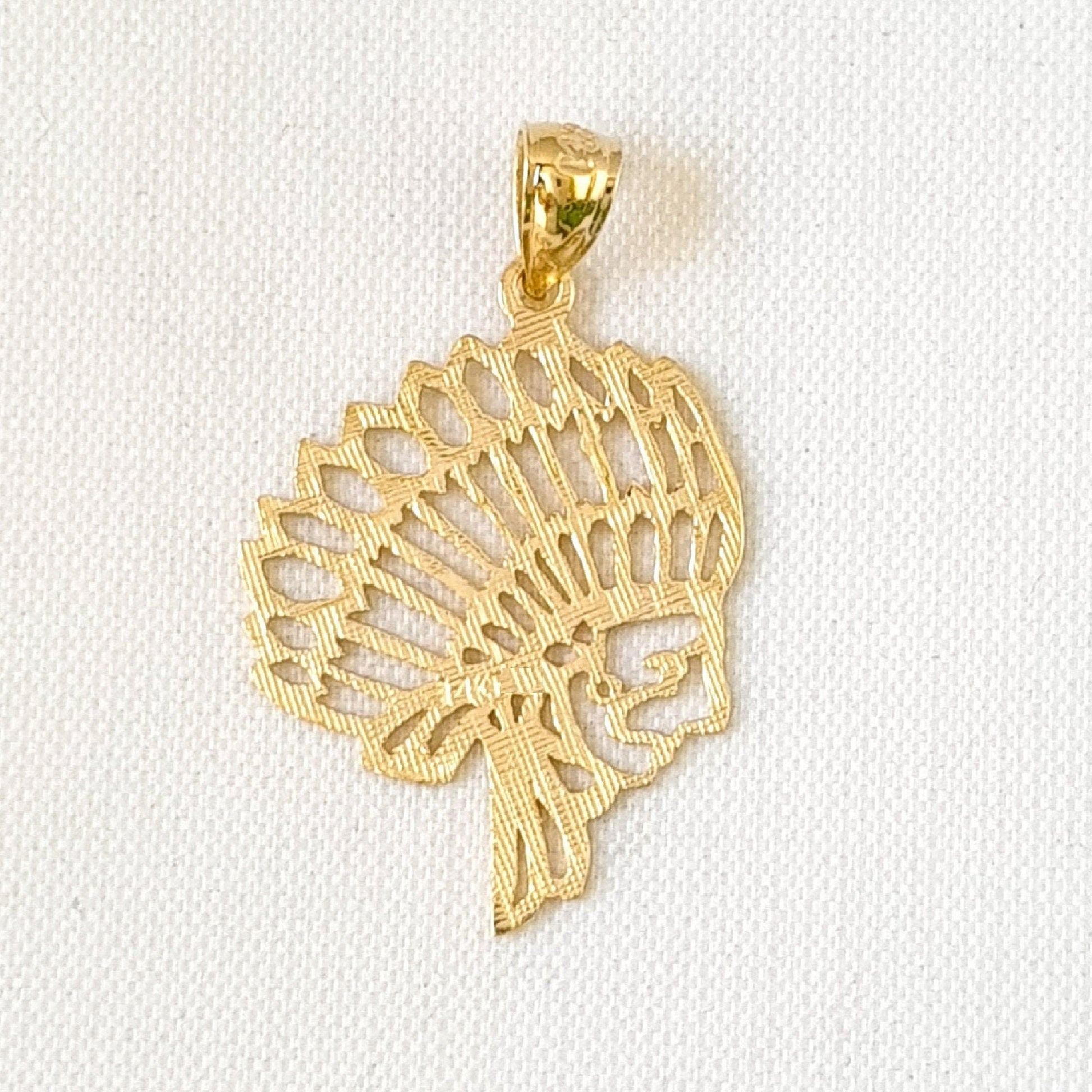 14K Yellow Gold Indian Chief Pendant