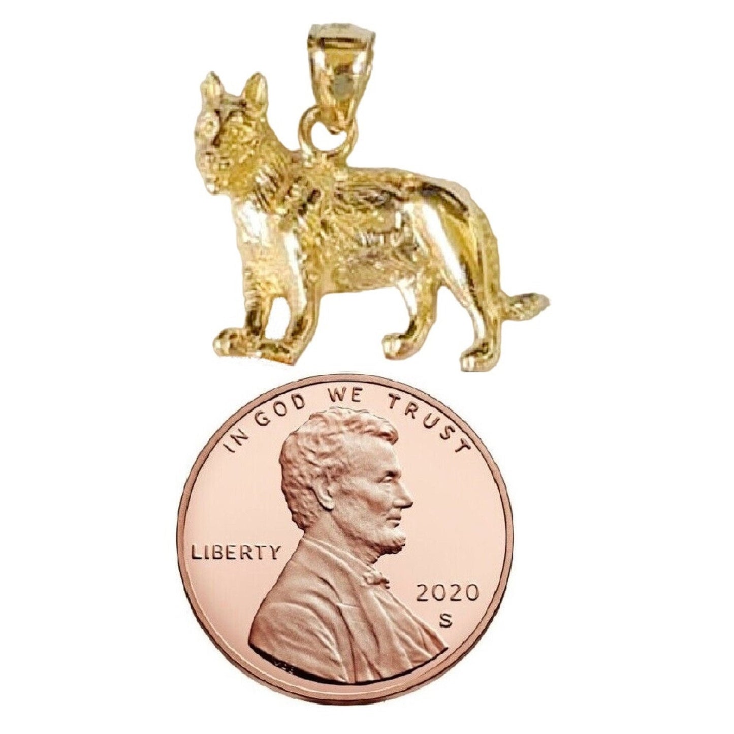 14K Yellow Gold German Shepherd Dog Pendant