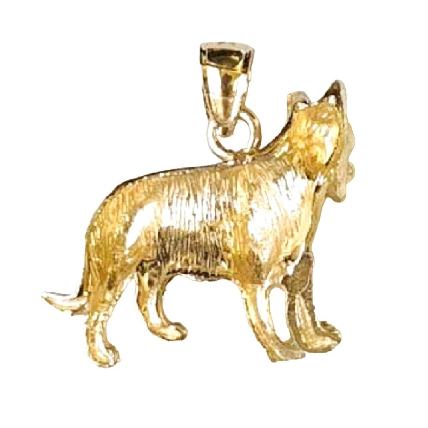 14K Yellow Gold German Shepherd Dog Pendant