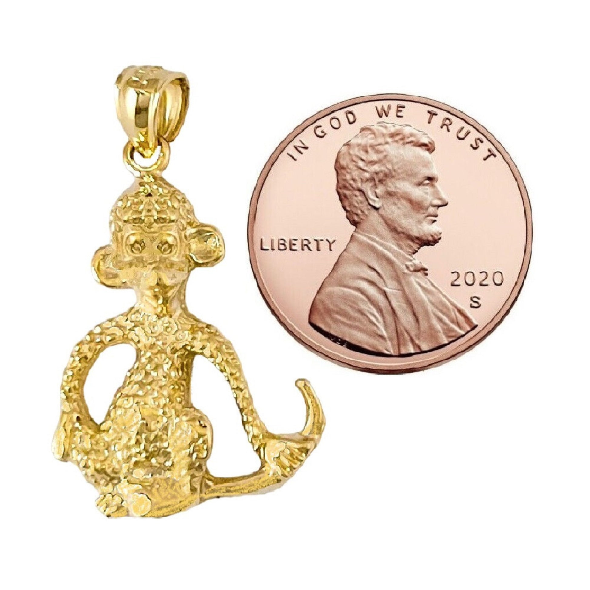 14K Yellow Gold Monkey Pendant
