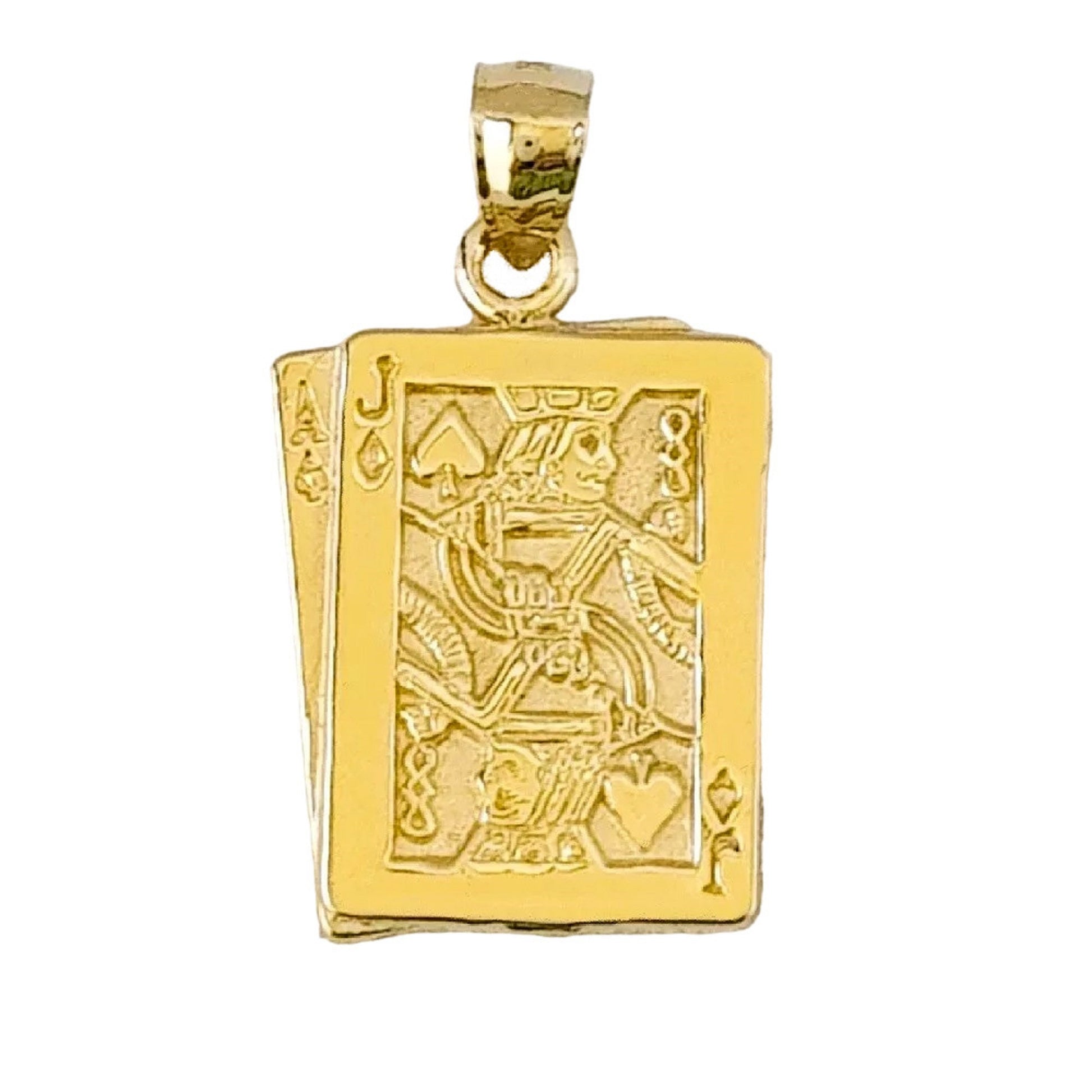 14K Yellow Gold Ace and Jack Playing Cards Pendant