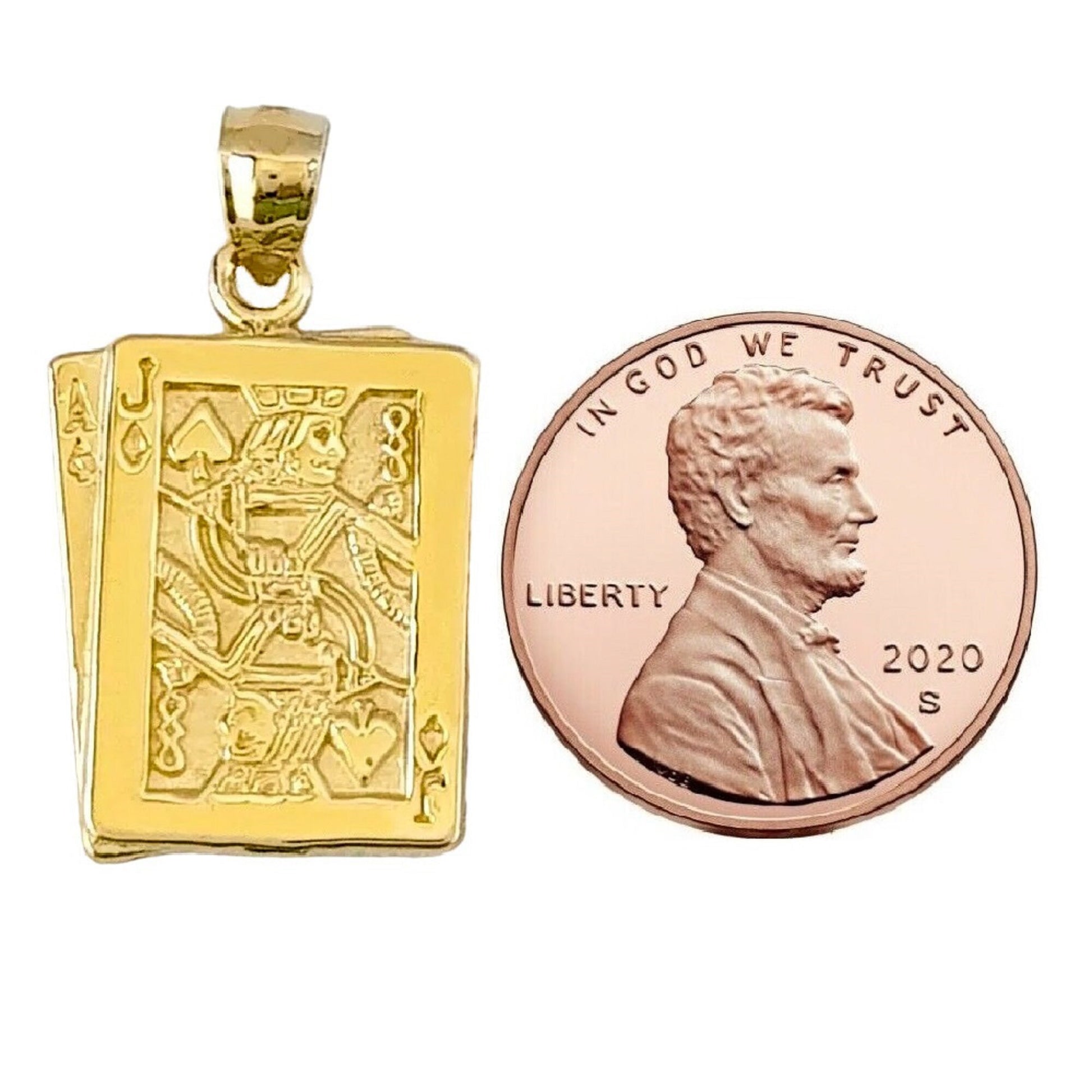 14K Yellow Gold Ace and Jack Playing Cards Pendant