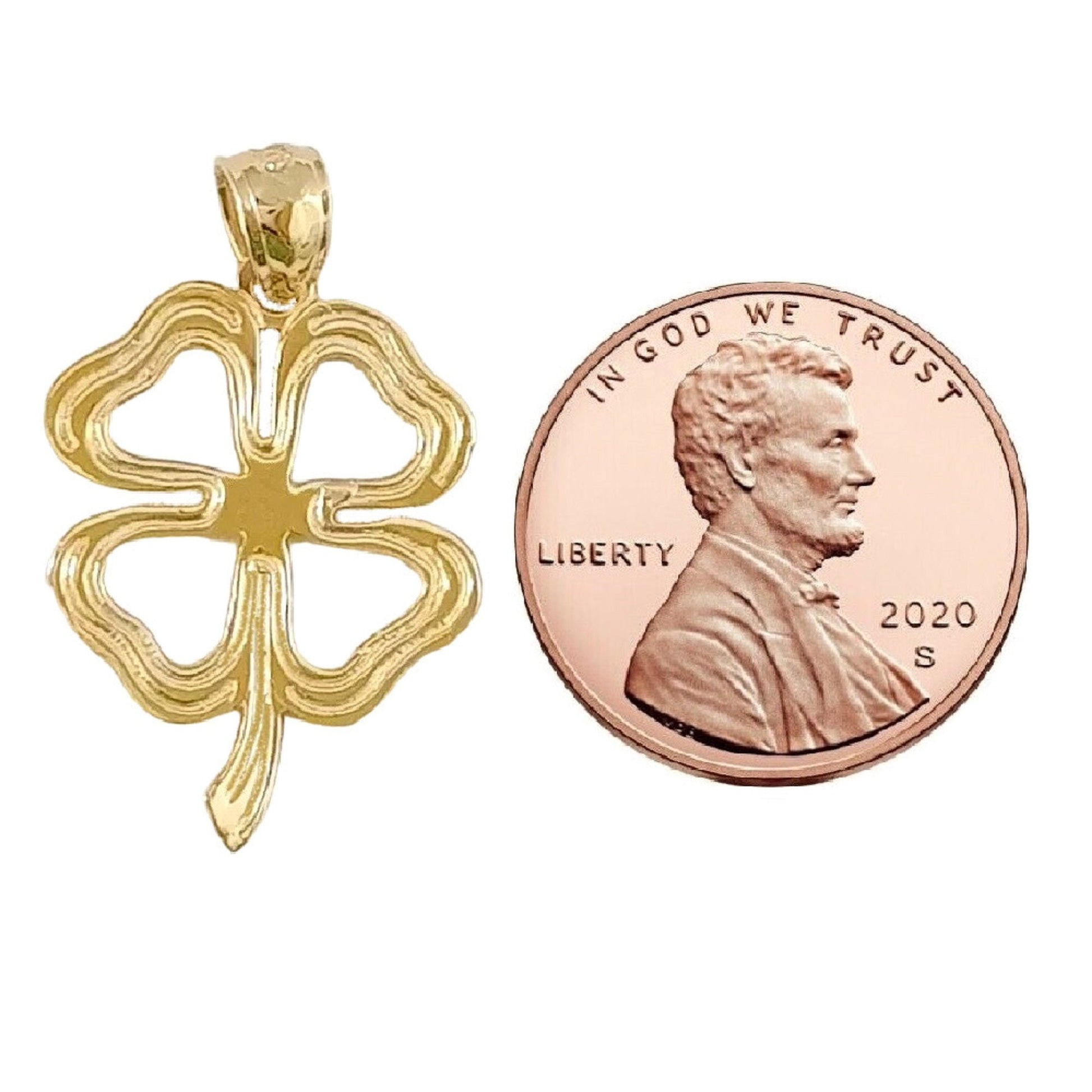 14K Yellow Gold Shamrock Clover Pendant