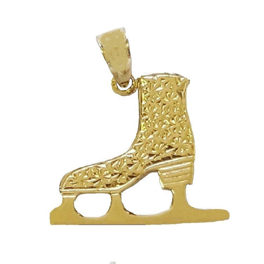 14K Yellow Gold Ice Skating Shoe Pendant Charm