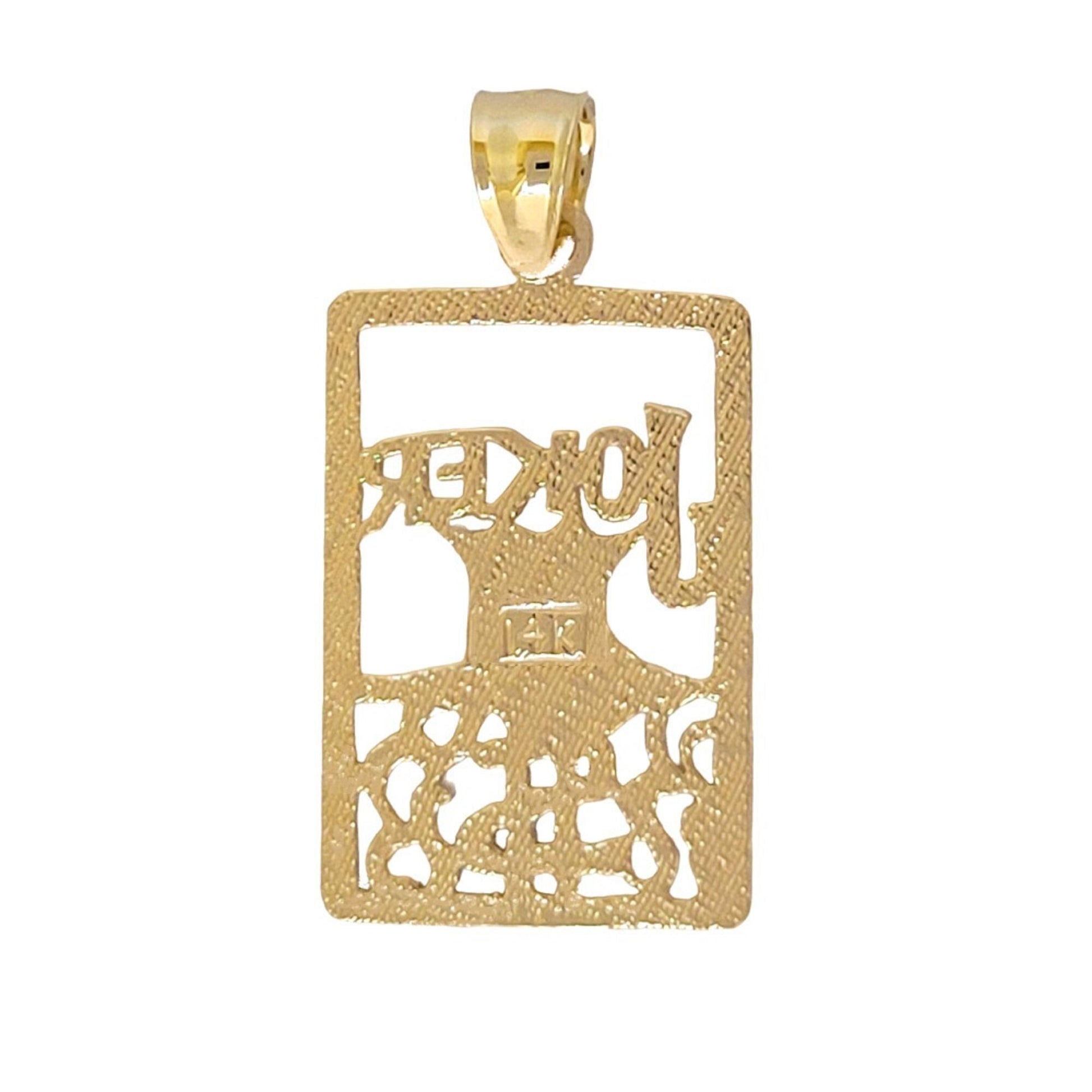 14K Yellow Gold Joker Playing Cards Pendant