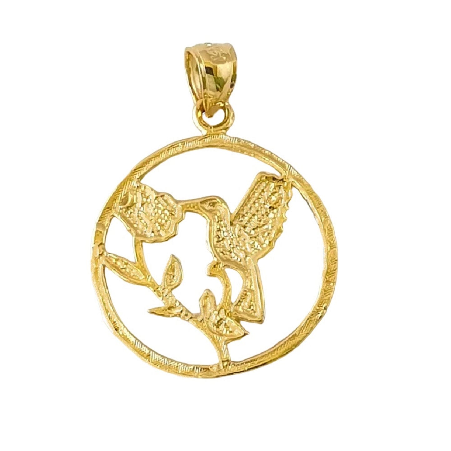14K Yellow Gold Hummingbird Pendant