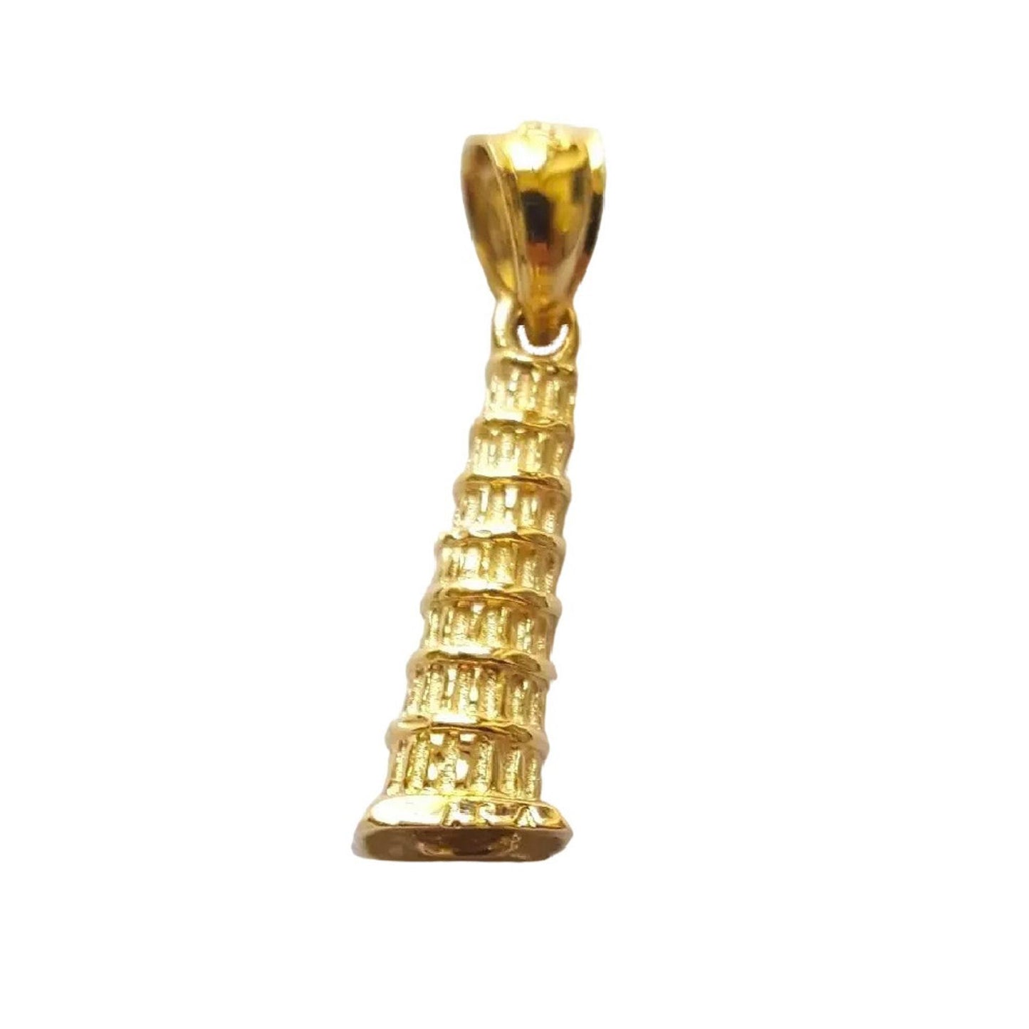 14K Yellow Gold Leaning Tower Of Pisa 3D Pendant