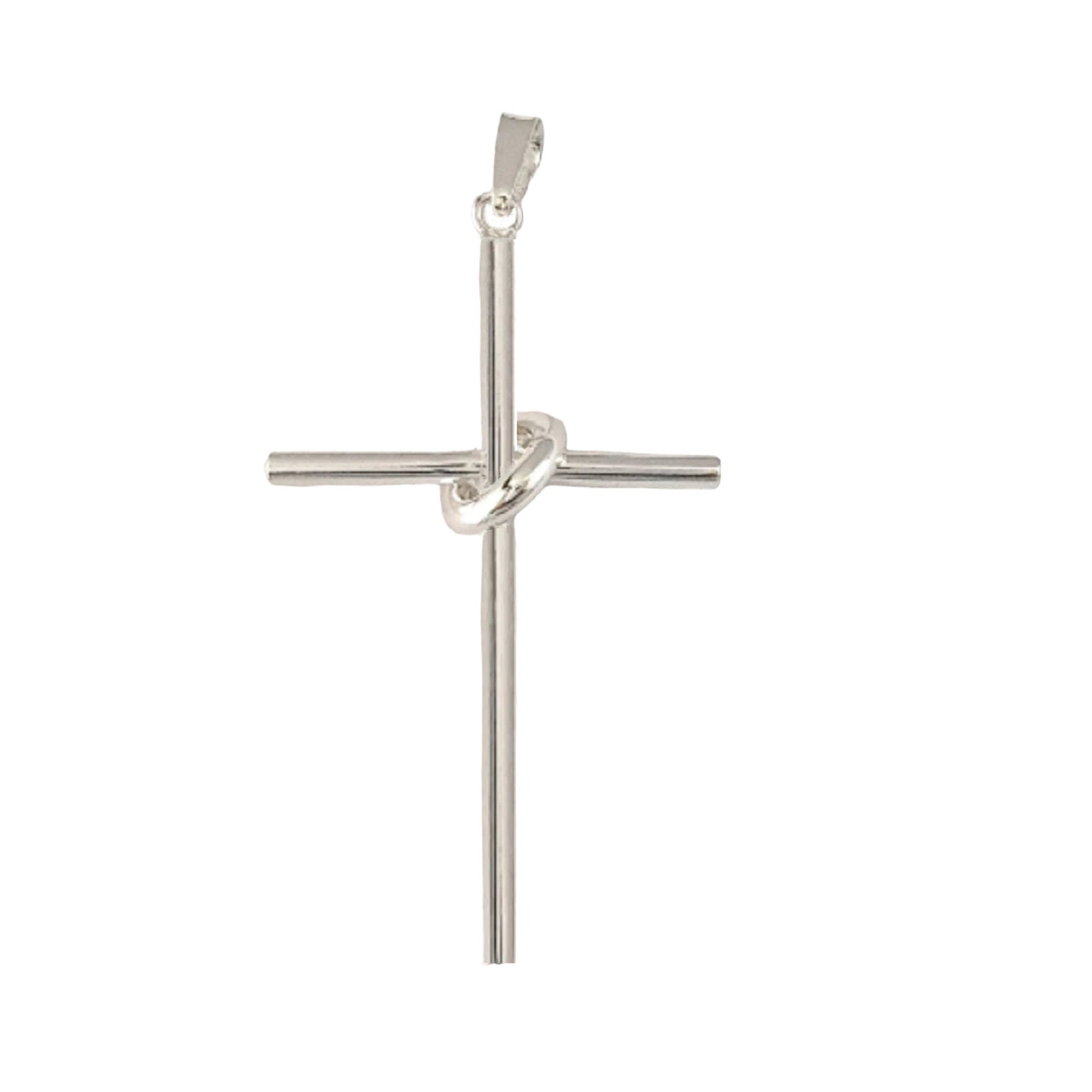 925 Sterling Silver Cross in Hoop 3D (3 Dimensional) Large Pendant