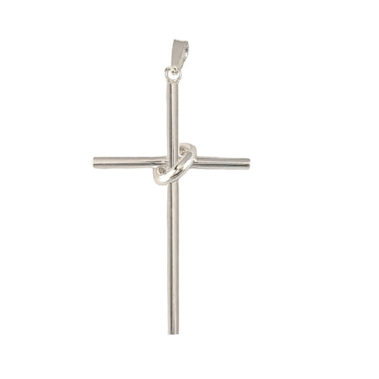 925 Sterling Silver Cross in Hoop 3D (3 Dimensional) Large Pendant
