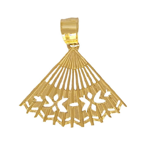 14K Yellow Gold Hand Fan Pendant Charm
