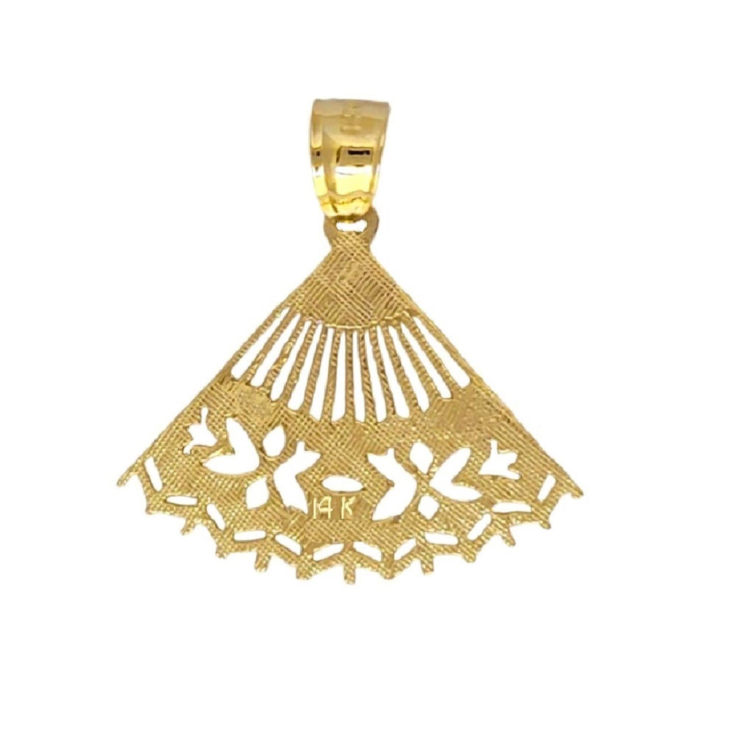 14K Yellow Gold Hand Fan Pendant Charm