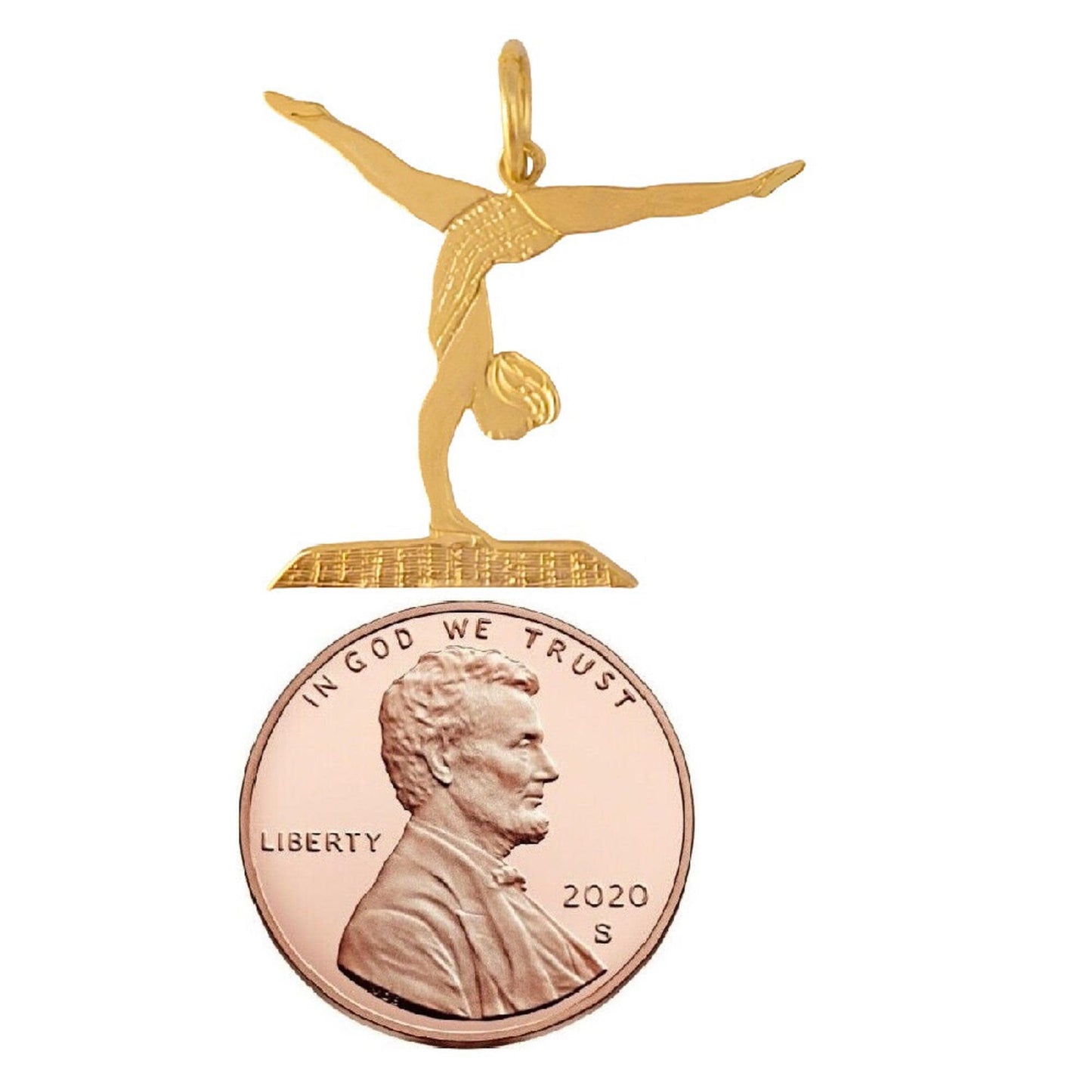 14K Yellow Gold Gymnast Pendant Charm