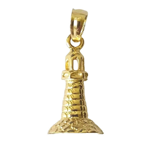 14K Yellow Gold Lighthouse Pendant