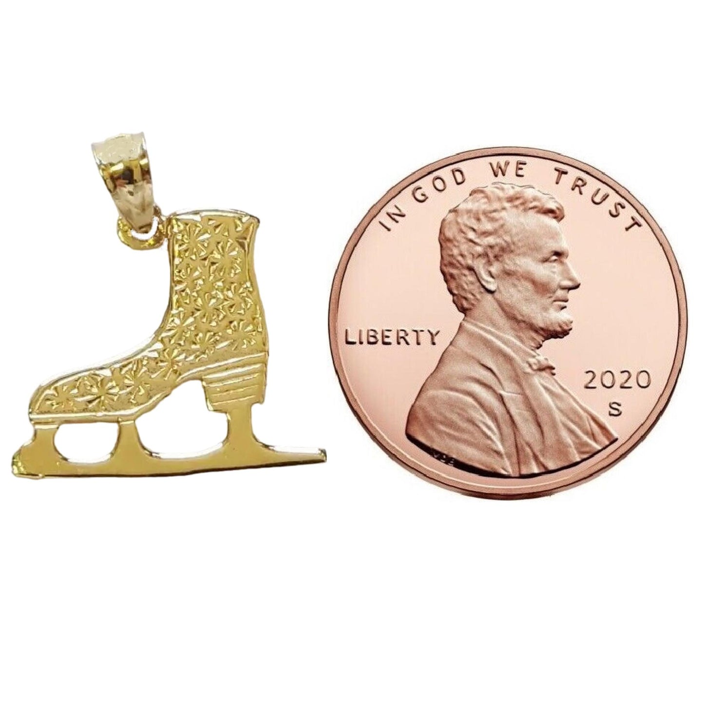 14K Yellow Gold Ice Skating Shoe Pendant Charm