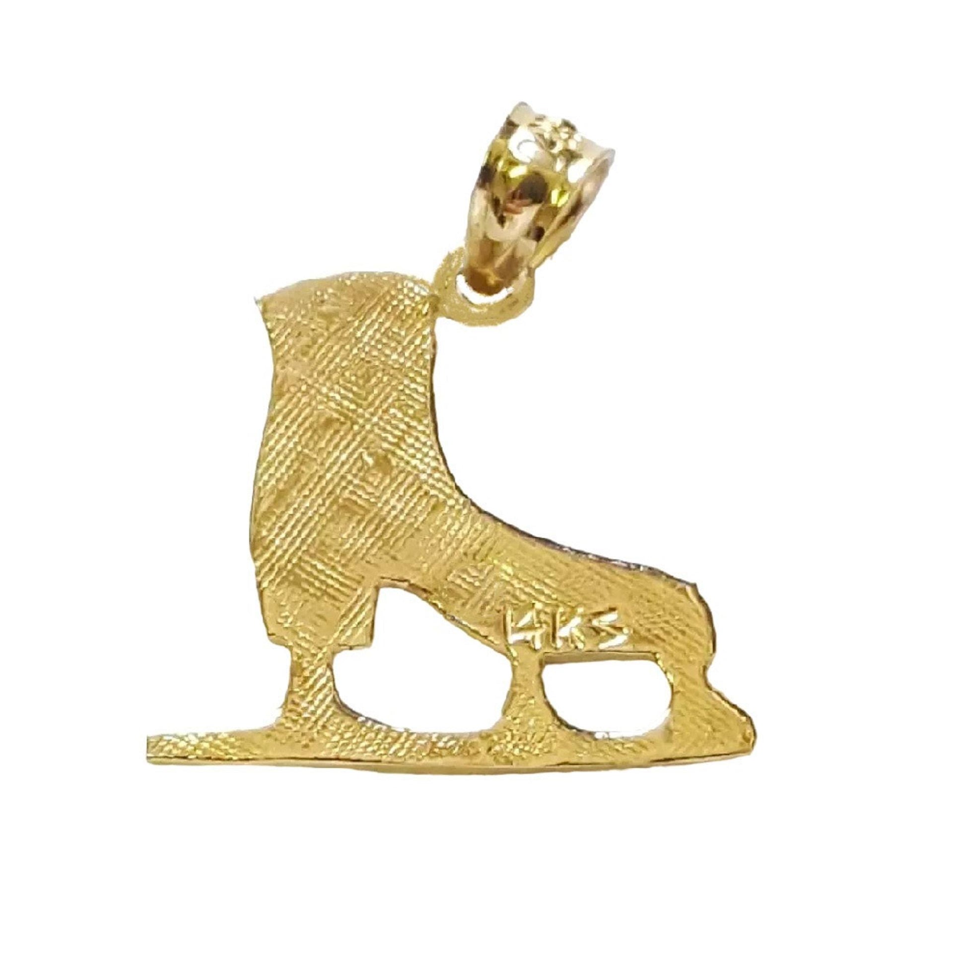 14K Yellow Gold Ice Skating Shoe Pendant Charm