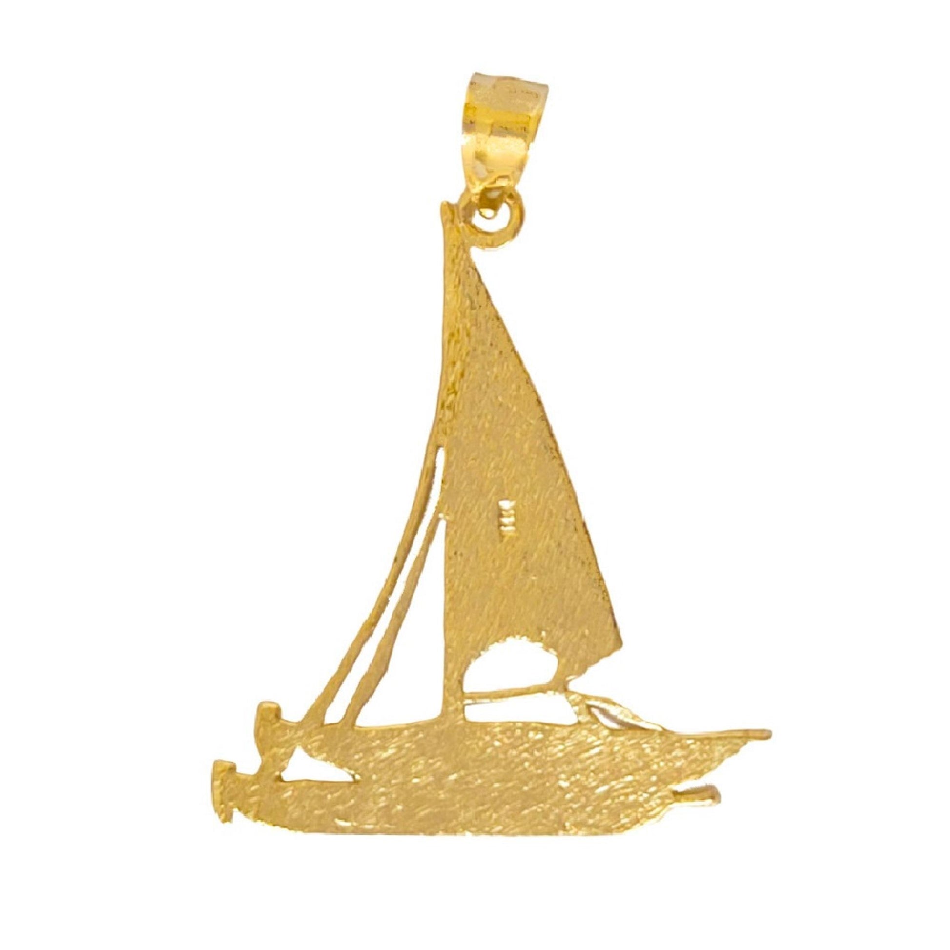 14k Yellow Gold Catamaran Sailboat Pendant
