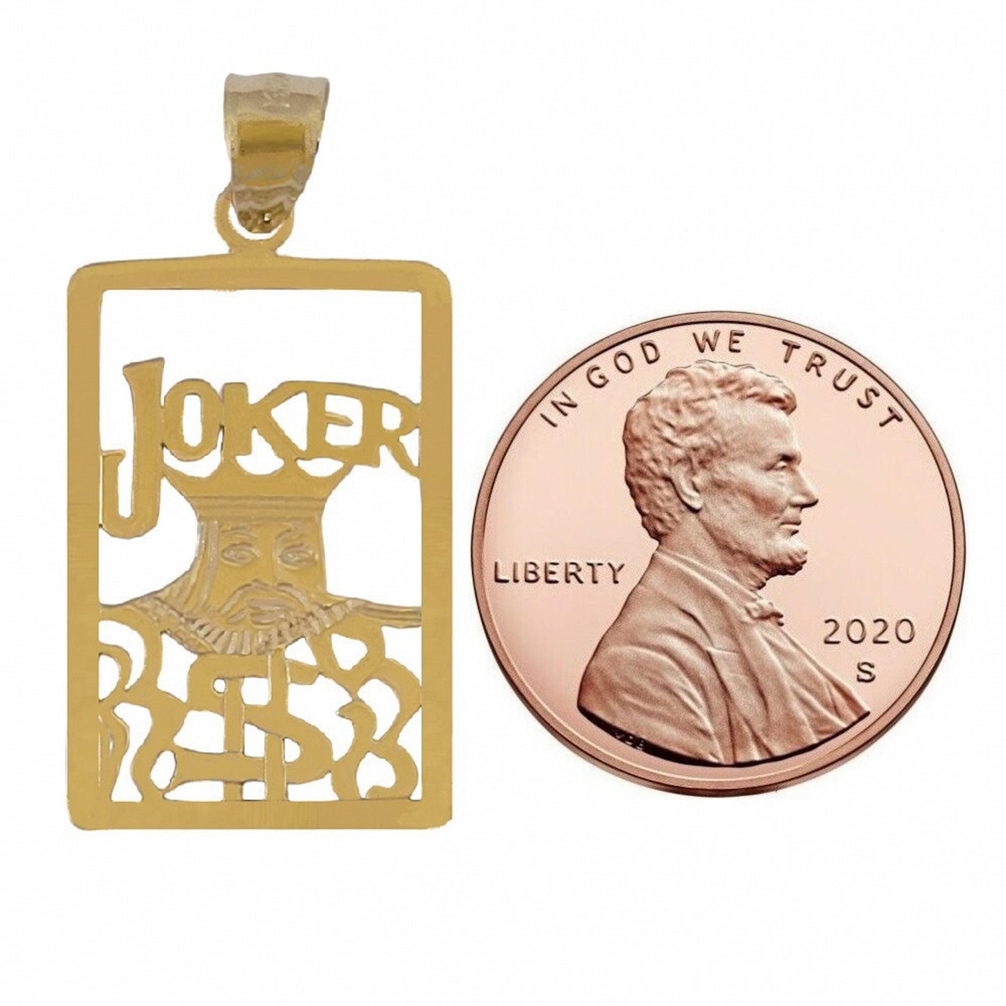 14K Yellow Gold Joker Playing Cards Pendant