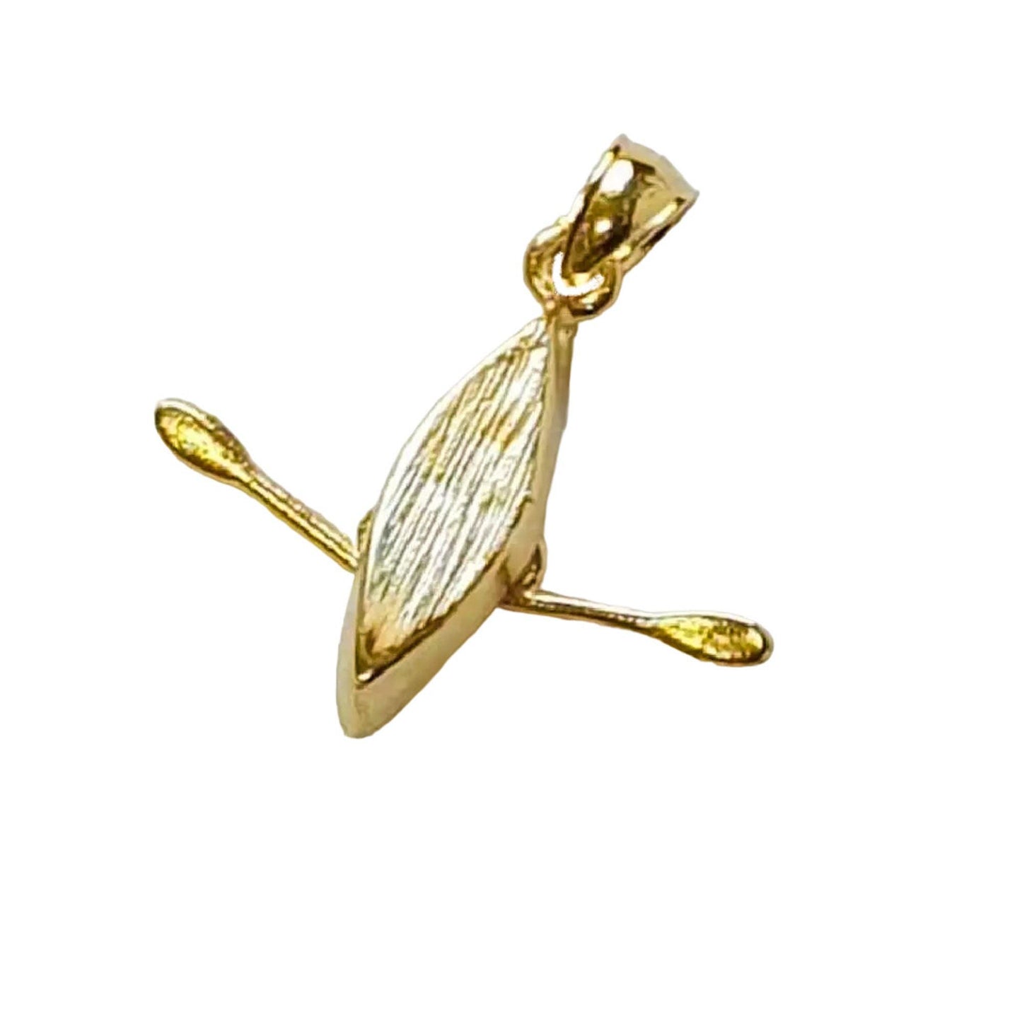 14K Yellow Gold Kayak Canoe 3D (3 Dimensional) Pendant