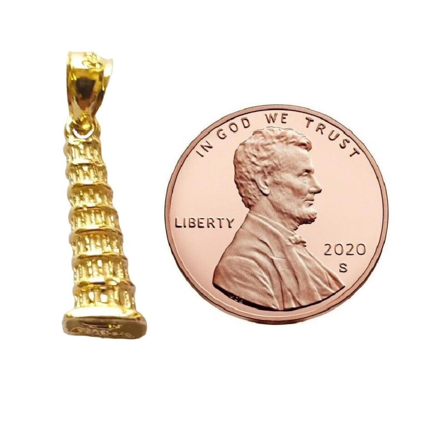 14K Yellow Gold Leaning Tower Of Pisa 3D Pendant