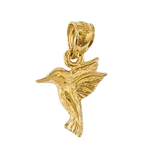 14K Yellow Gold Hummingbird Pendant Charm