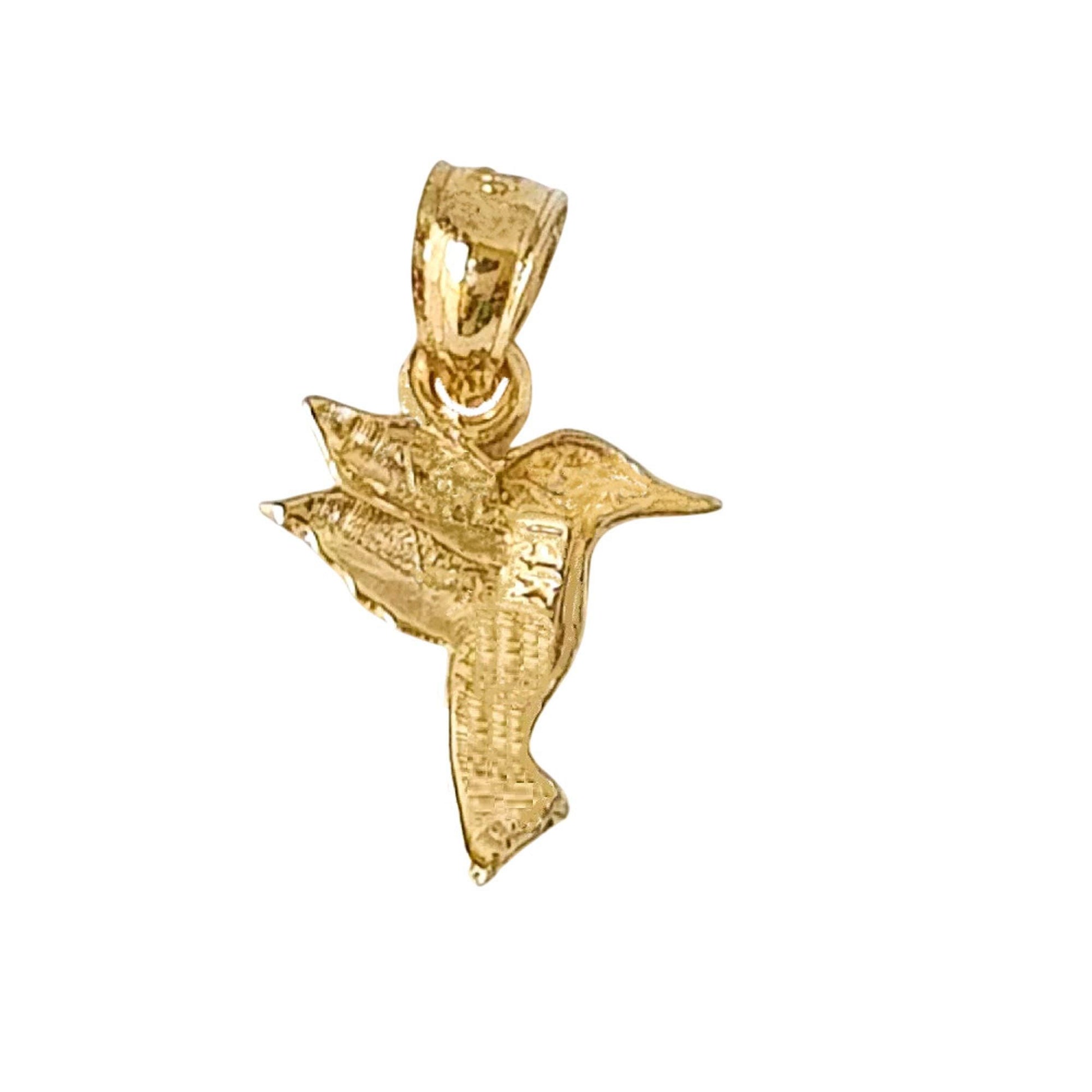 14K Yellow Gold Hummingbird Pendant Charm