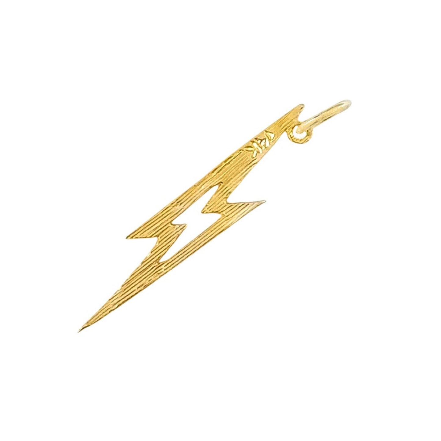 14K Yellow Gold Lightning Bolt Pendant Charm