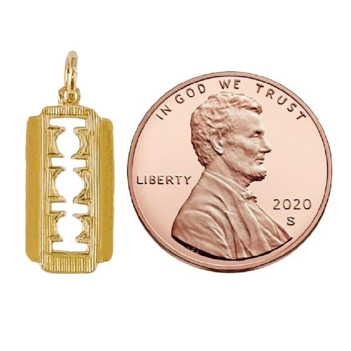 14K Yellow Gold Razor Blade Pendant