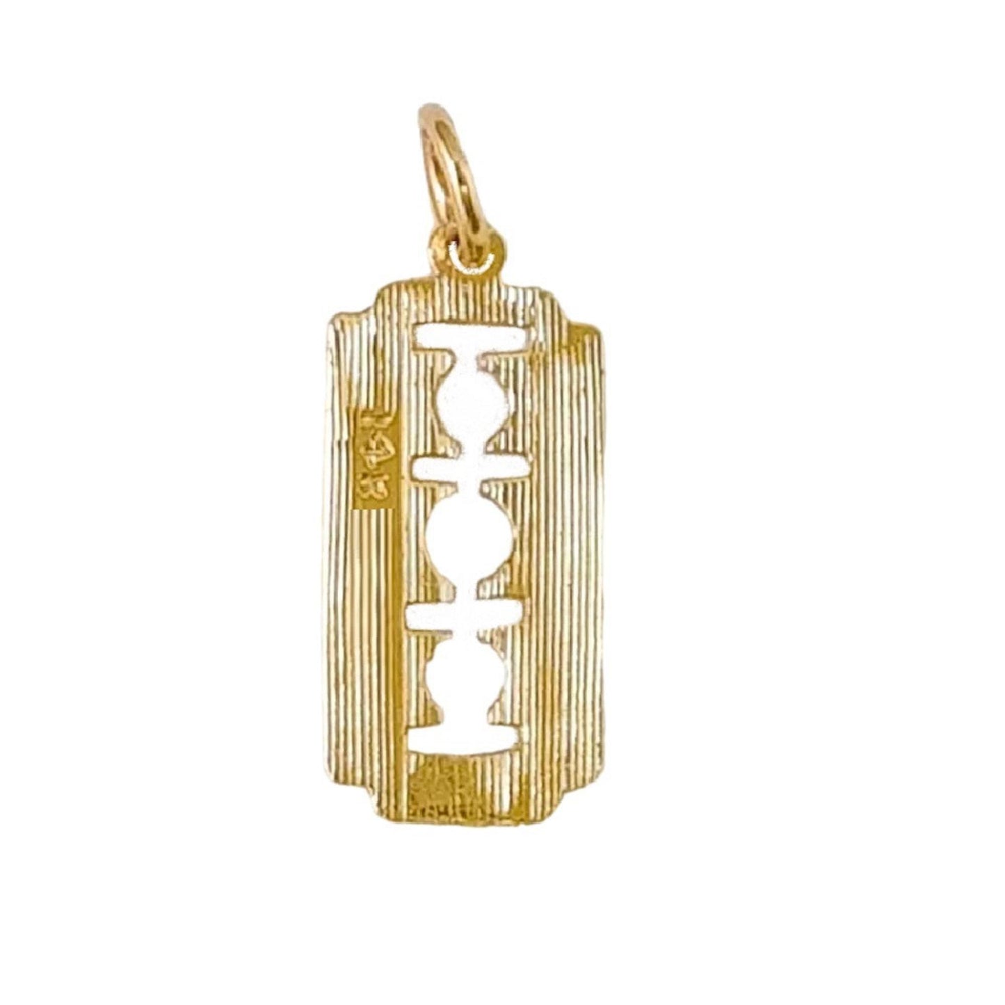 14K Yellow Gold Razor Blade Pendant